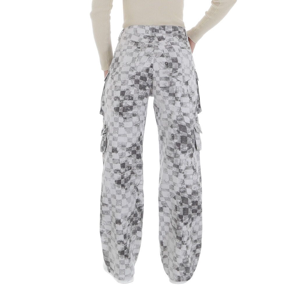 Ital-Design Cargohose Damen Freizeit (86537219) Kariert Stoffhose in Grau