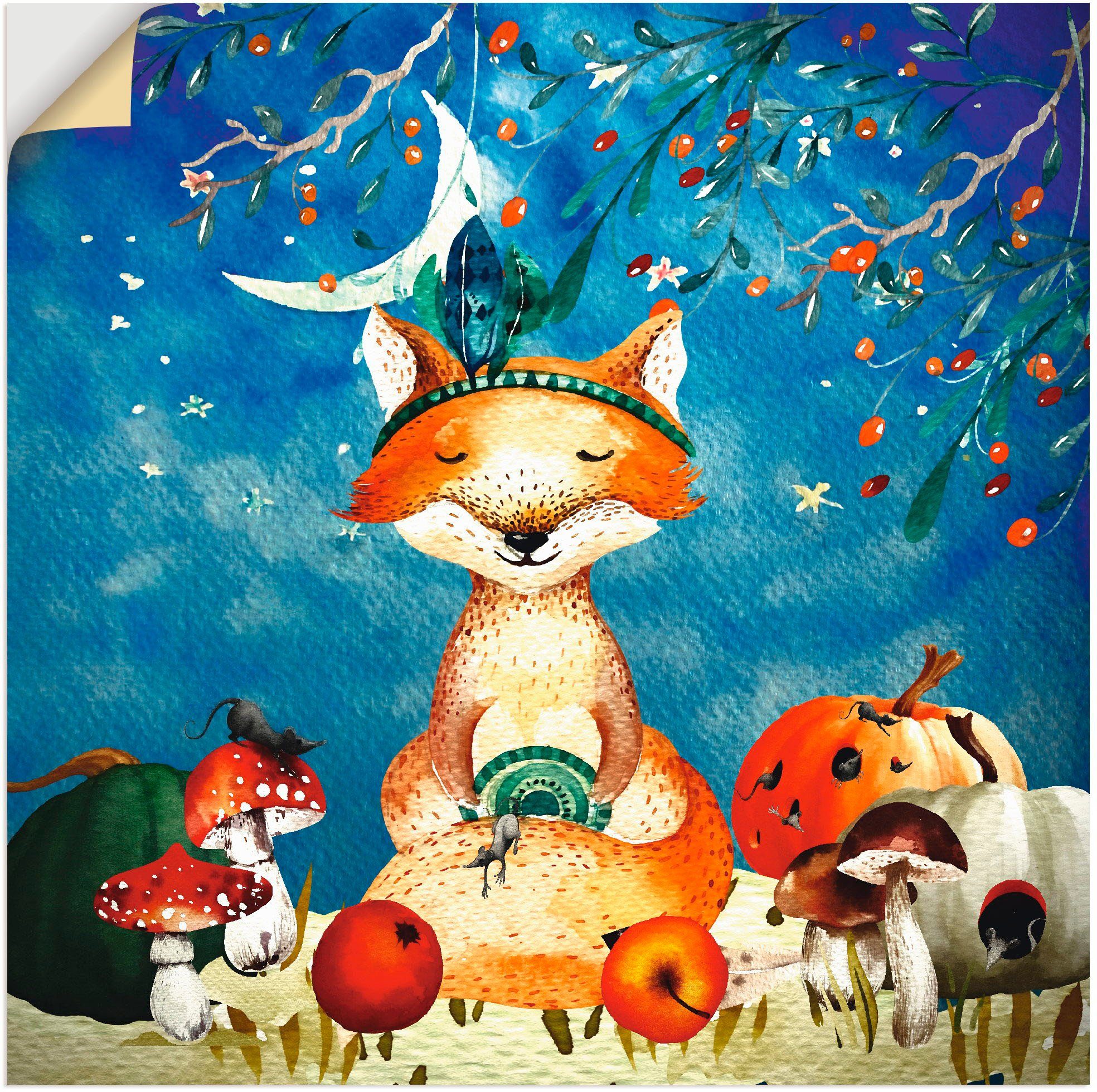 Artland Wandbild Der müde Fuchs, Tiere (1 St), als Alubild, Leinwandbild, Wandaufkleber oder Poster in versch. Größen
