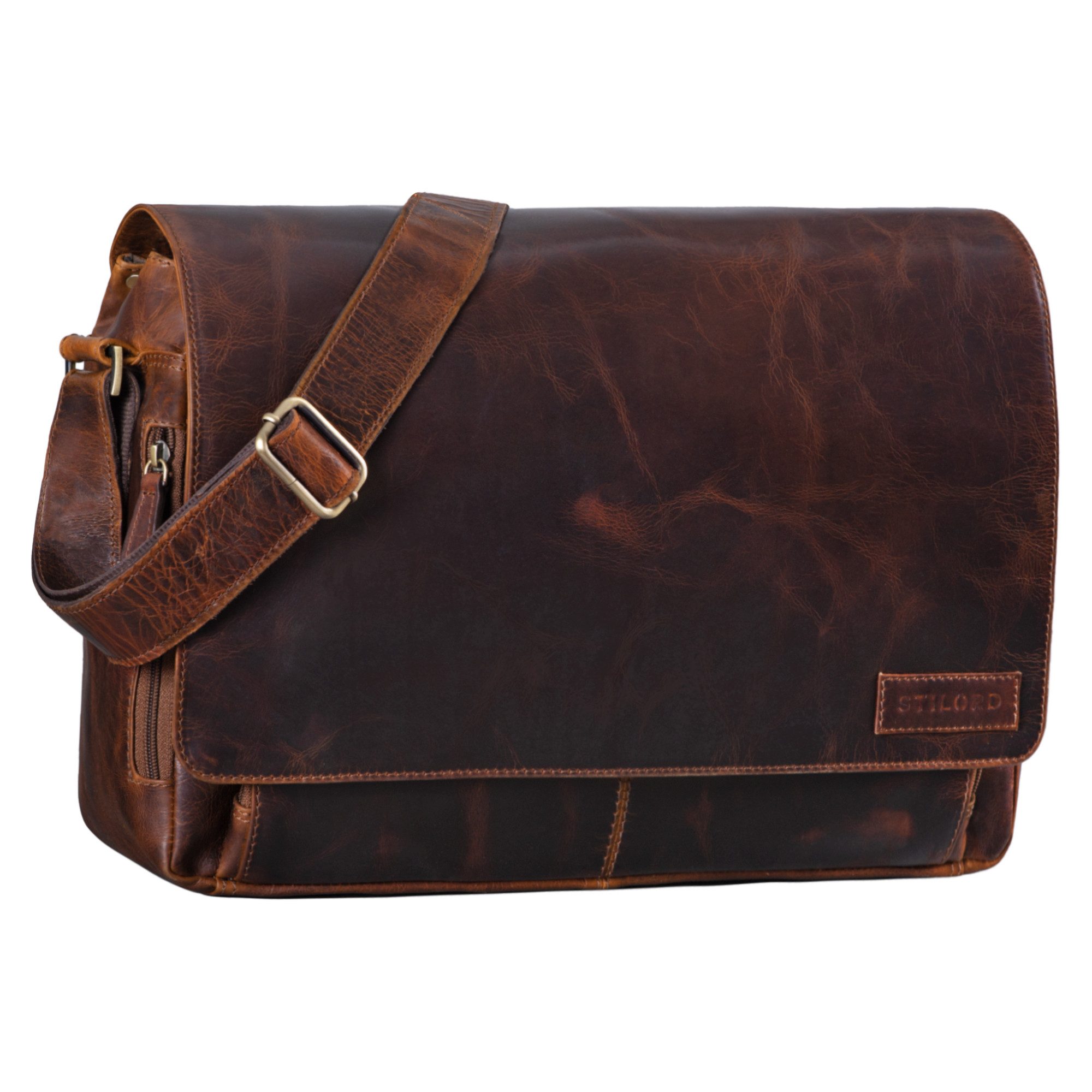 STILORD Laptoptasche "Rick" Schultertasche Leder für 15,6 Zoll Laptop