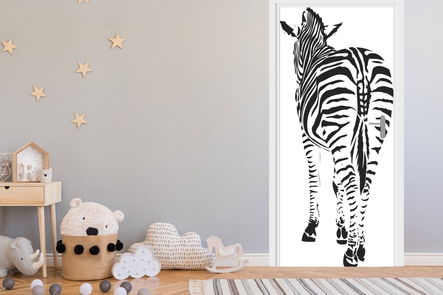 MuchoWow Türtapete Zebra Fototapete Streifen, für (1 Illustration bedruckt, - - cm St), 75x205 Matt, Tür, Türaufkleber