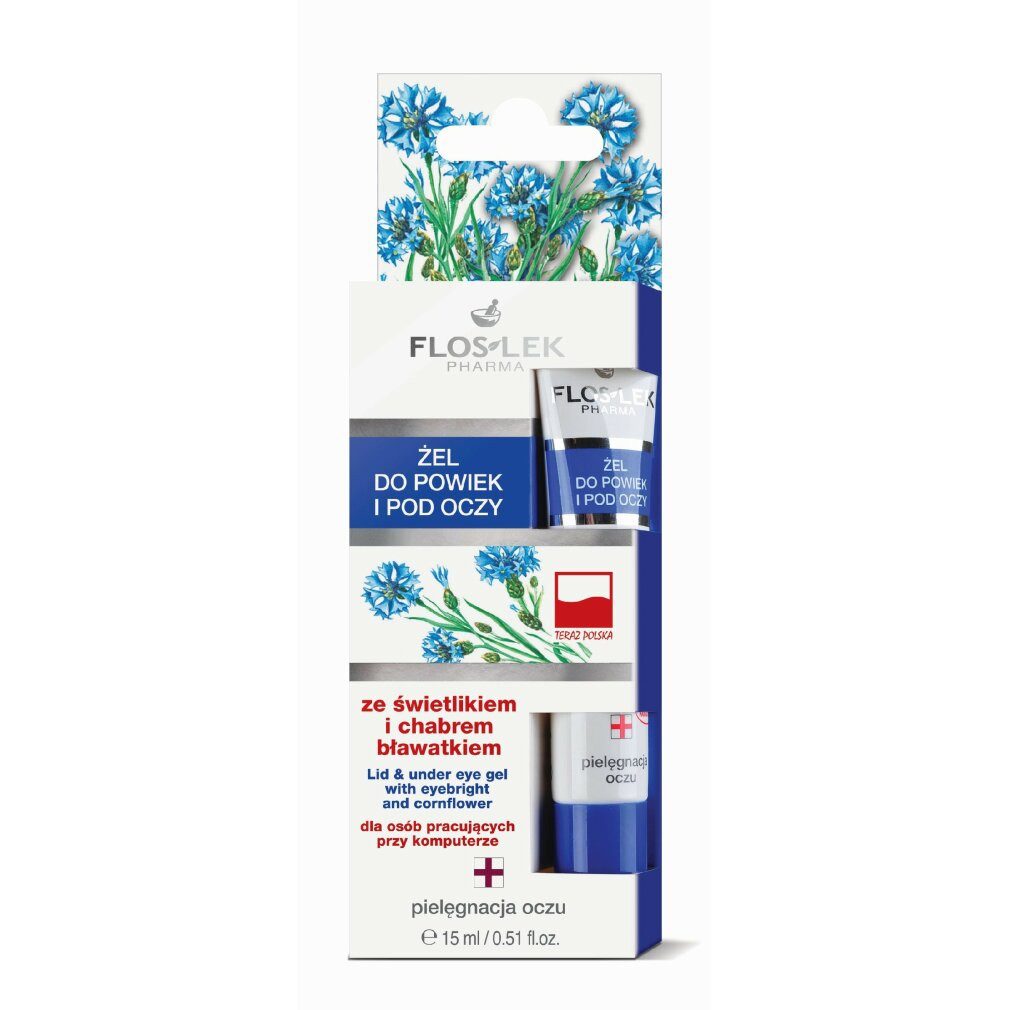 Floslek Körperpflegemittel FLOSLEK Pharma Lid- & Unteraugengel mit Augentrost und Kornblume