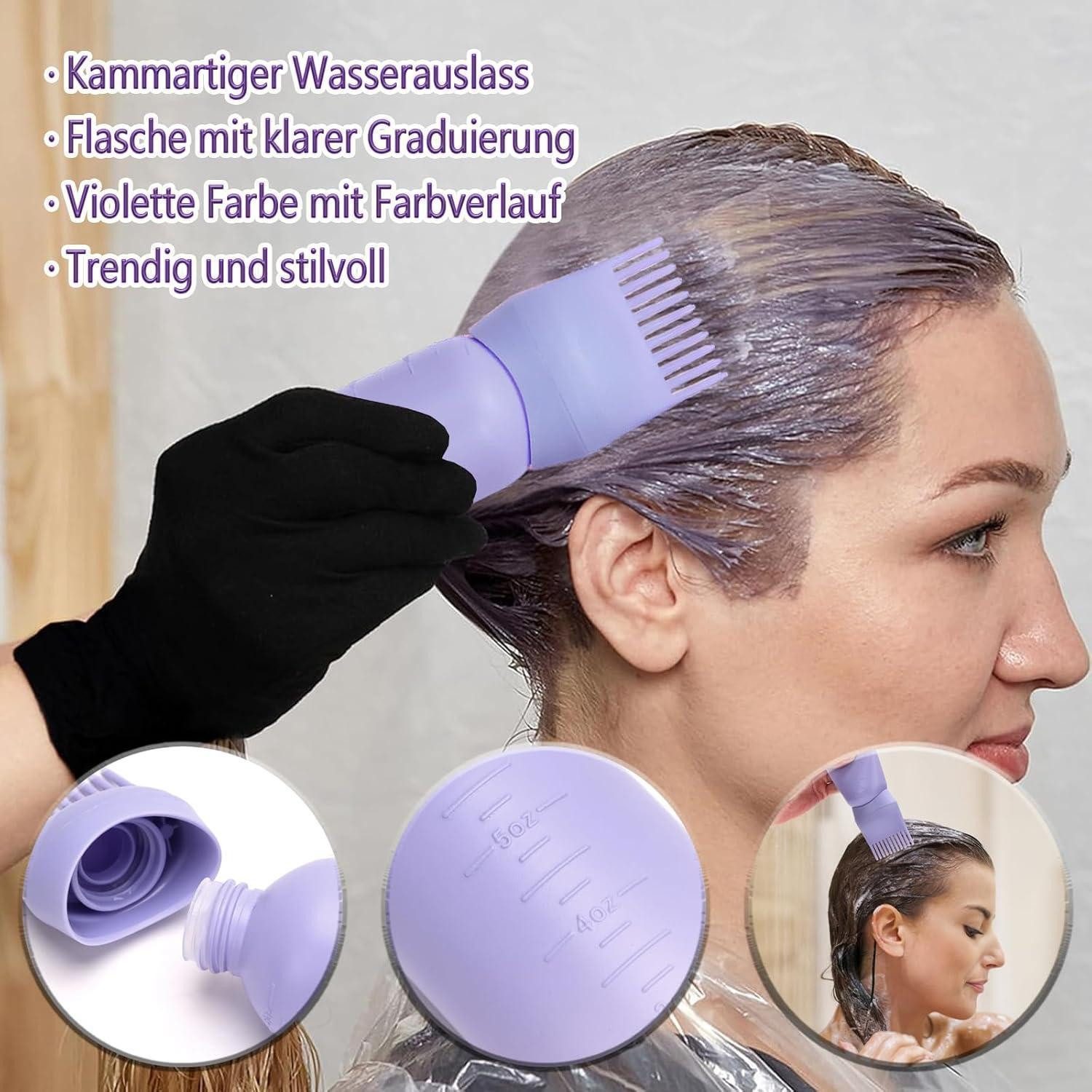 LuxusKollektion Gesichtsmassagegerät Haaröl Applikator mit Scalp Massager und Flasche, lila - Haarstyling – Bild 4 von 5