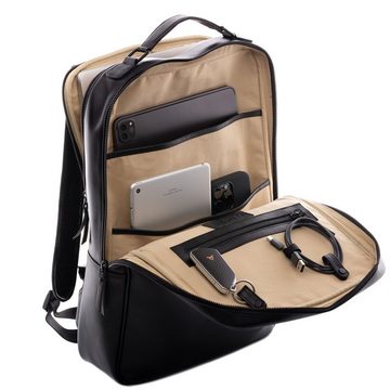 FEYNSINN Rucksack Backpack Leder Unisex TJARK, Businessrucksack 15 Zoll Laptop-Fach Echtleder Unisex schwarz