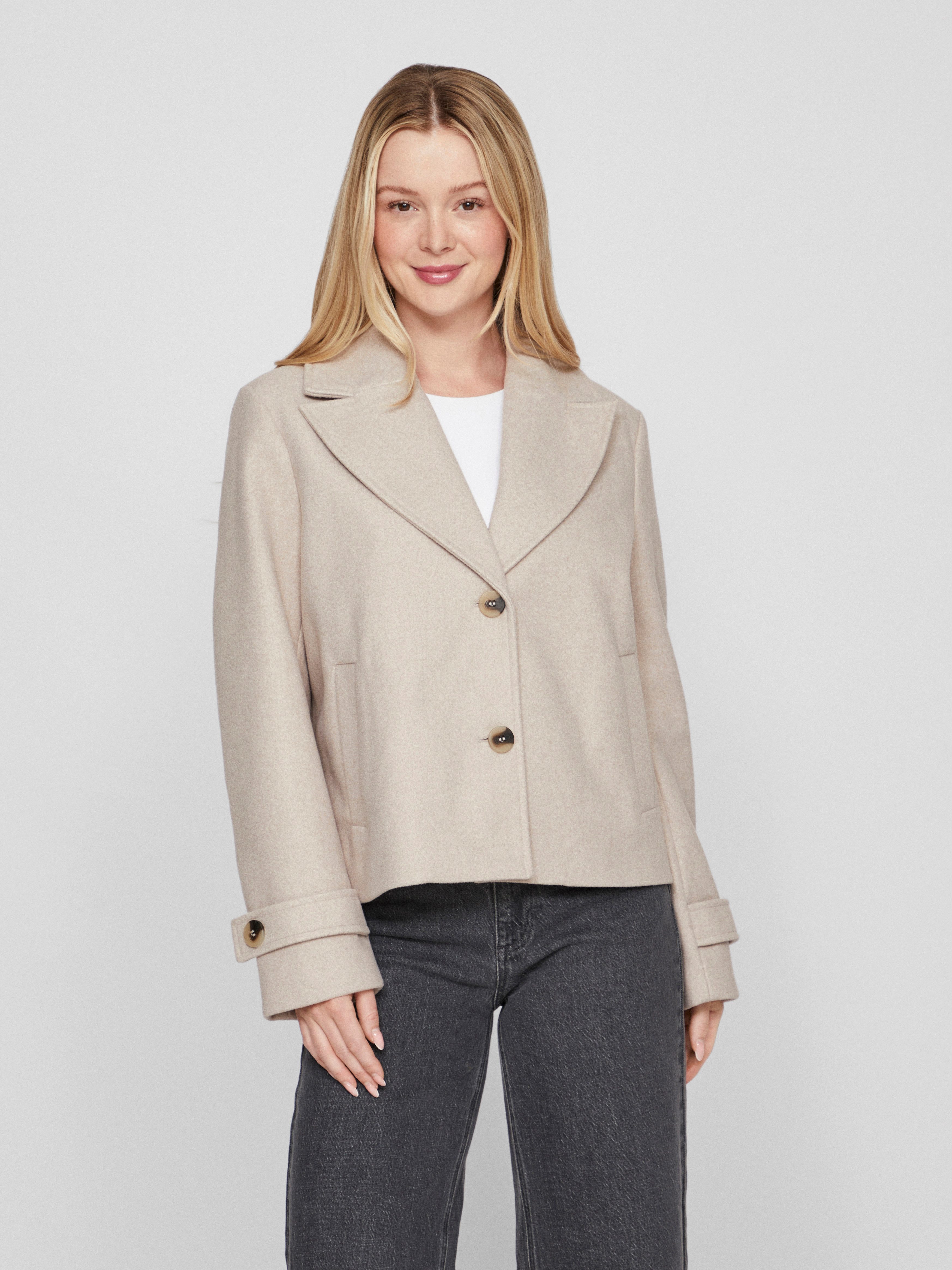 Vila Kurzjacke VISOLO L/S SHORT JACKET/TES/2 Kunstfaser, regular fit