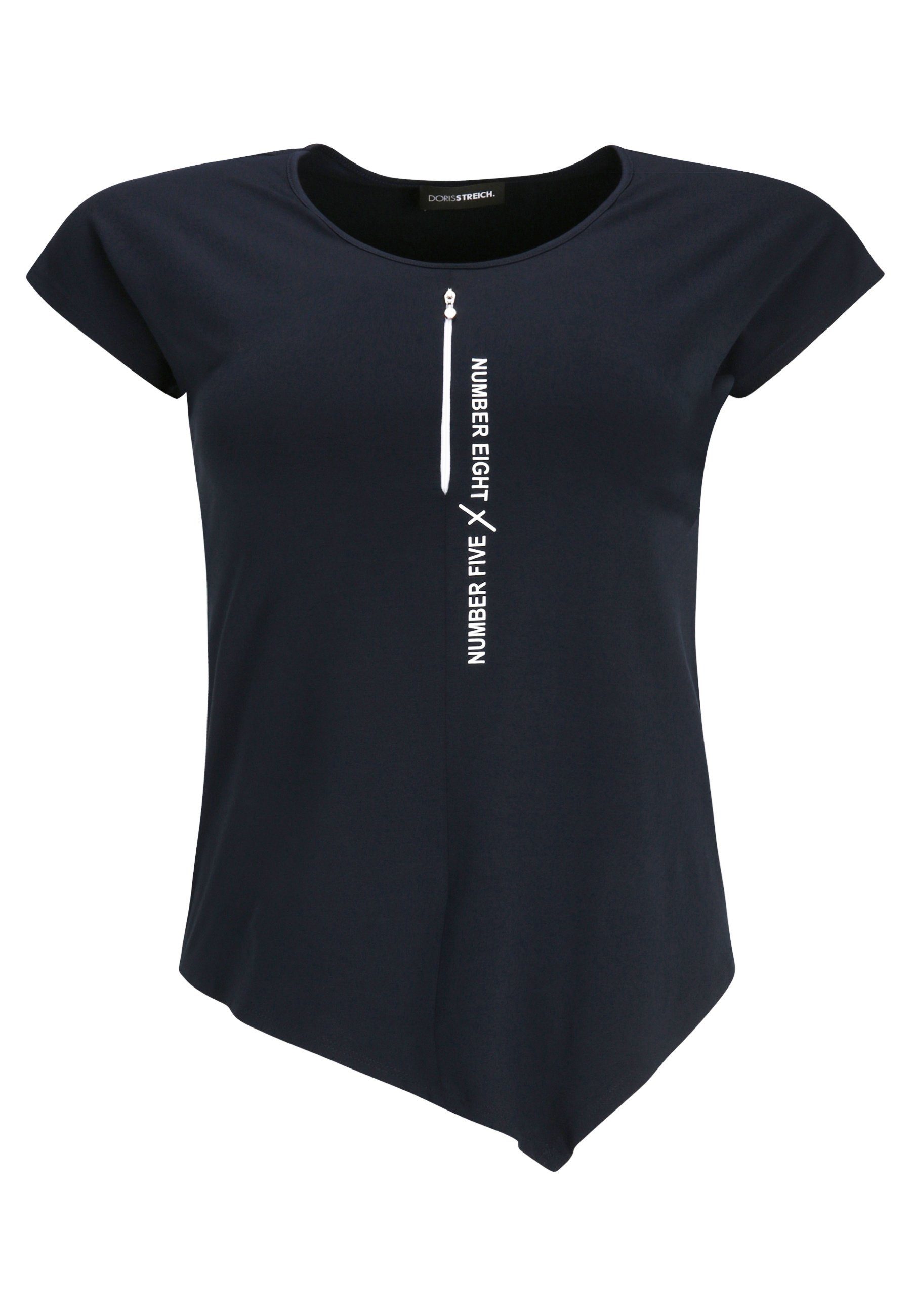 ultramarinblau Saum Doris Streich asymmetrischem T-Shirt mit