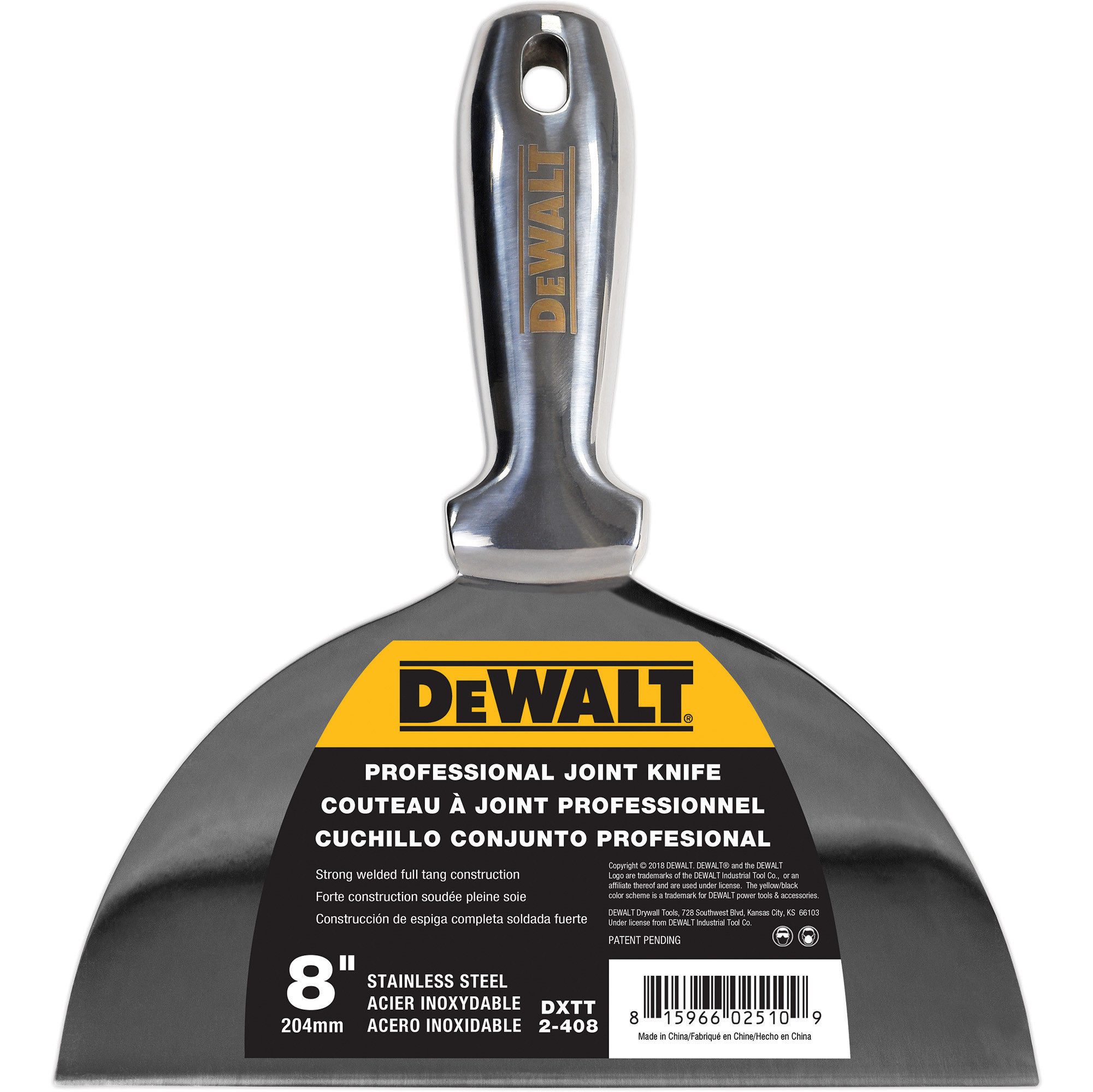 Flächenspachtel DeWALT Spachtel Edelstahl Malerspachtel Schaber 204mm 2-408