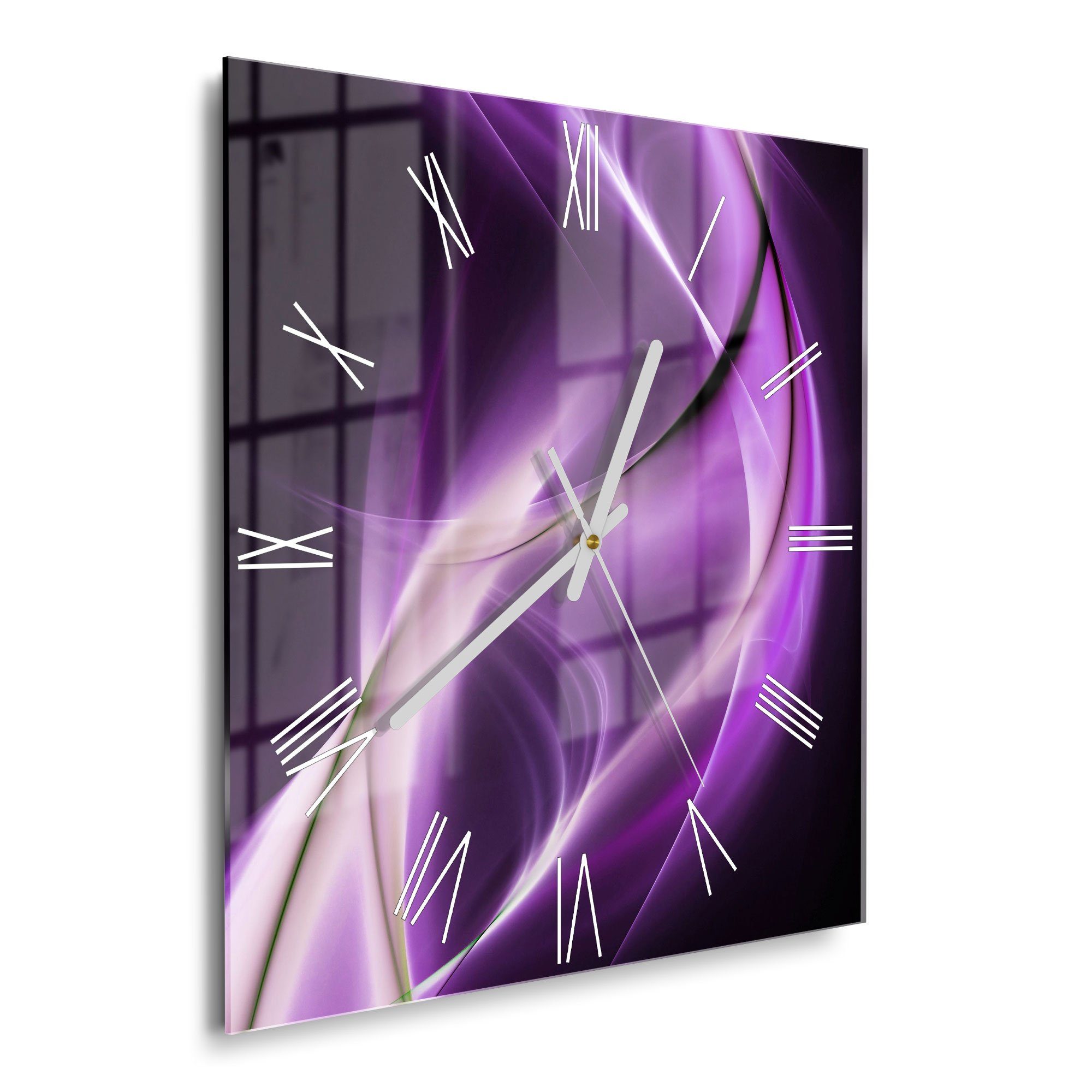 DEQORI Wanduhr 'Ultraviolettes Lichtspiel' (Glas Glasuhr günstig online kaufen