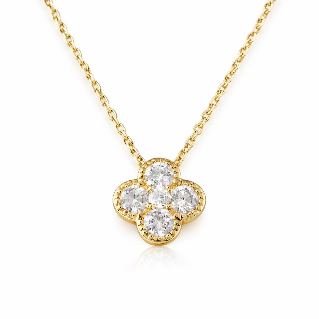 ROUGEMONT Schmuckset Glücksbringer Clover Damen Schmuckset 925 Sterling Silber 45cm, Hypoallergen