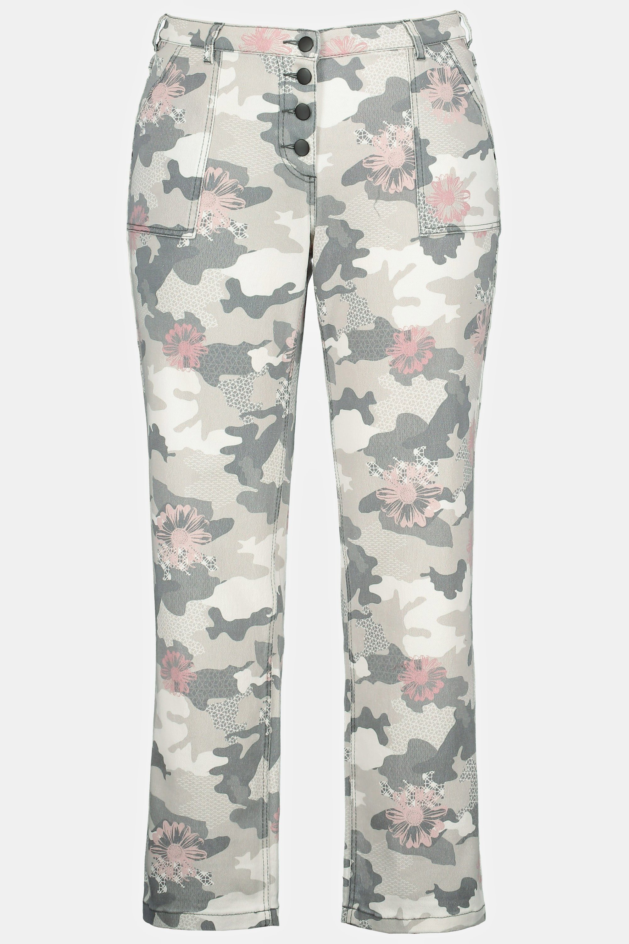 Boyfriend-Jeans Camouflage Stone Ulla stahlgrau Popken washed Funktionshose