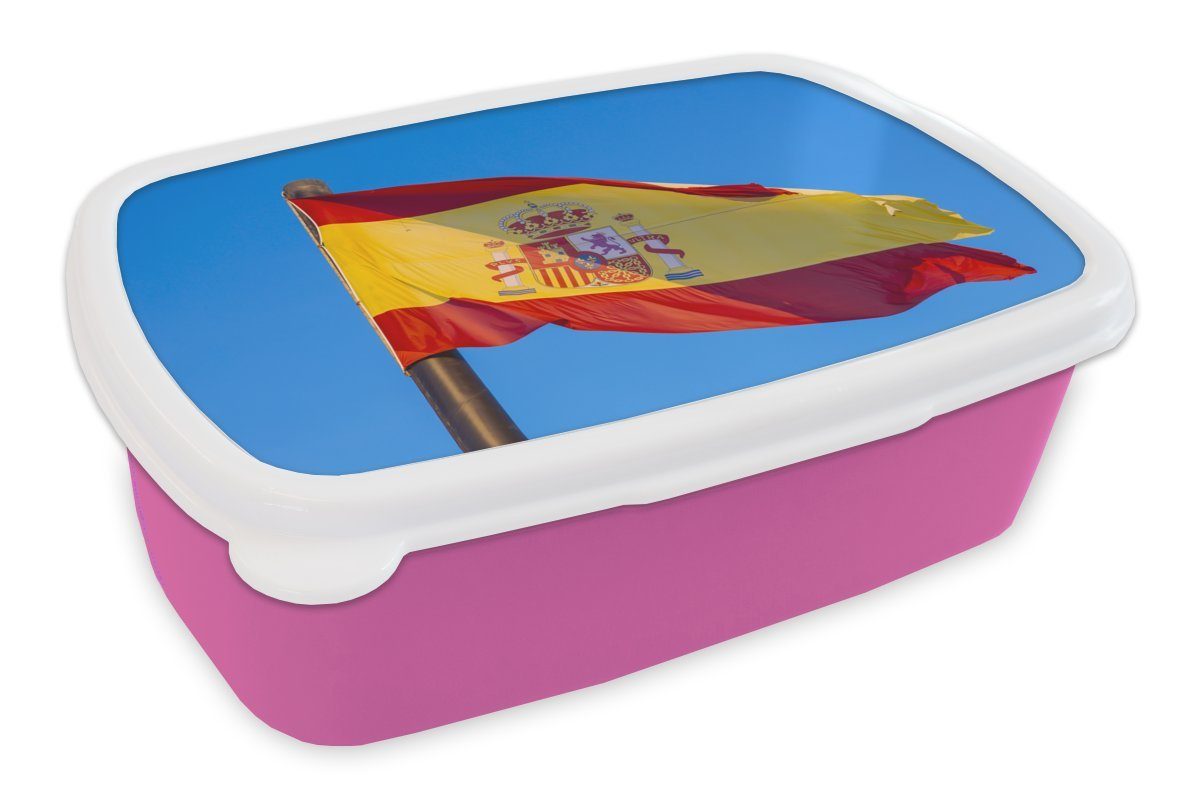 MuchoWow Lunchbox Die Nationalflagge von Spanien, Kunststoff, (2-tlg), Brotbox für Erwachsene, Brotdose Kinder, Snackbox, Mädchen, Kunststoff rosa
