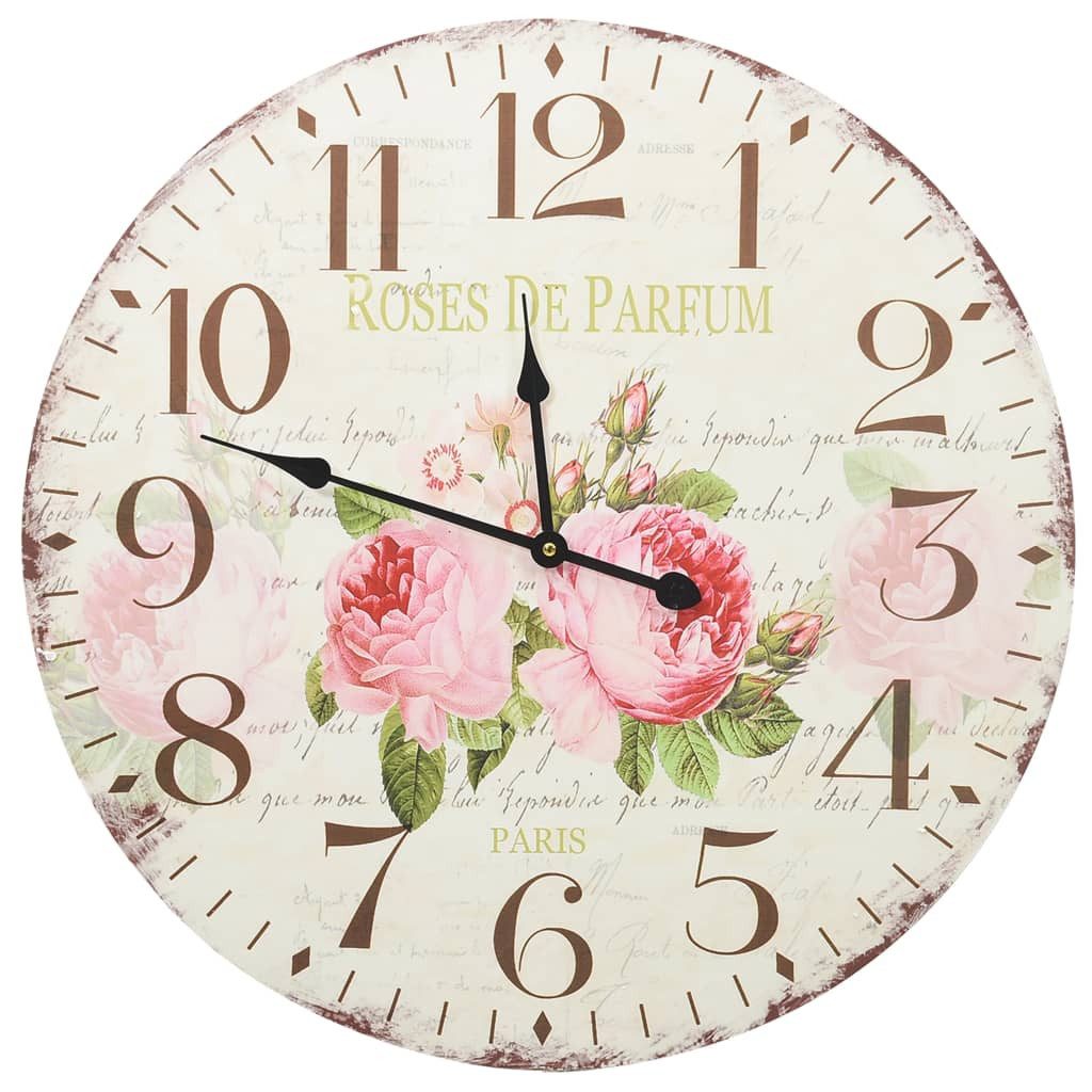 vidaXL Uhr 60 cm Vintage Wanduhr Blumen 60 cm