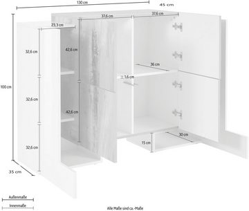 möbelando Highboard Pinerolo, 130 x 100 x 45 cm (B/H/T)