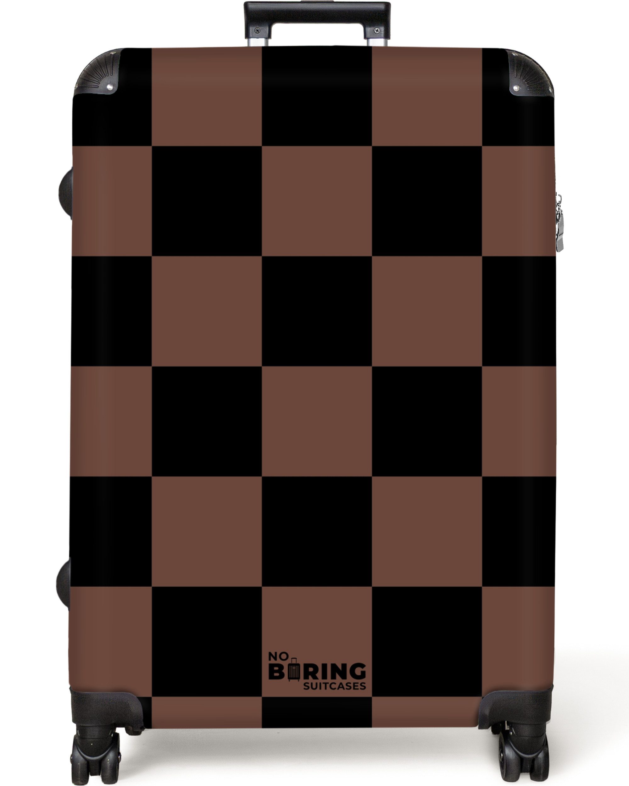 NoBoringSuitcases.com© Hartschalen-Trolley Braun mit schwarzem Schachbrettm günstig online kaufen