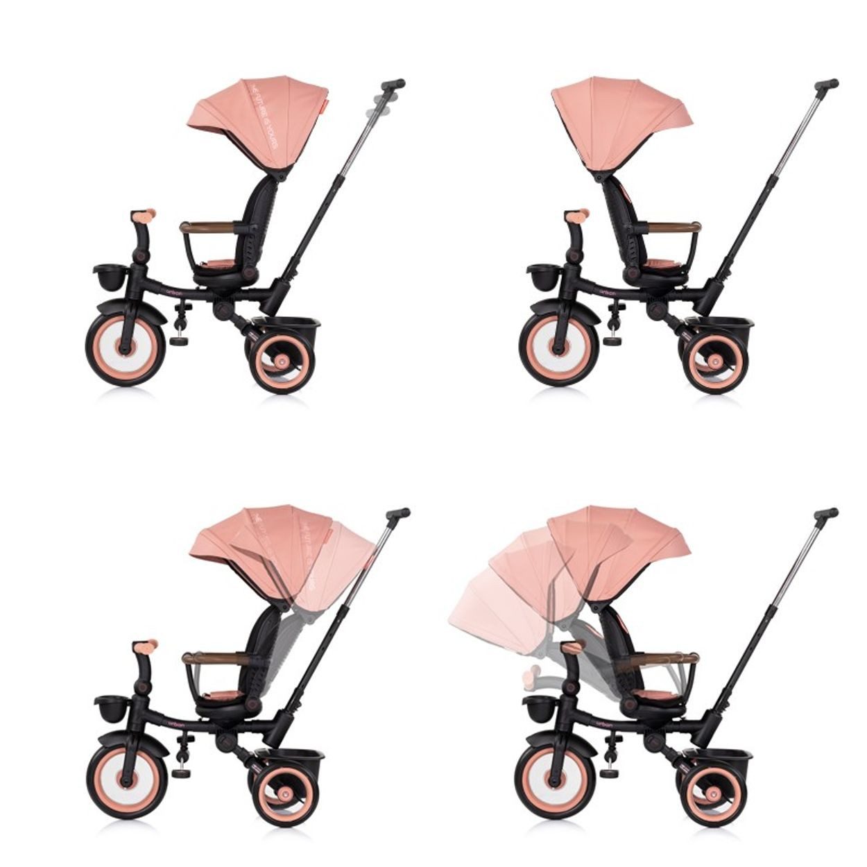 Chipolino Dreirad Urban, Lenker mit Licht, klappbar, 360° drehbarer Sitz, Korb, Schiebegriff