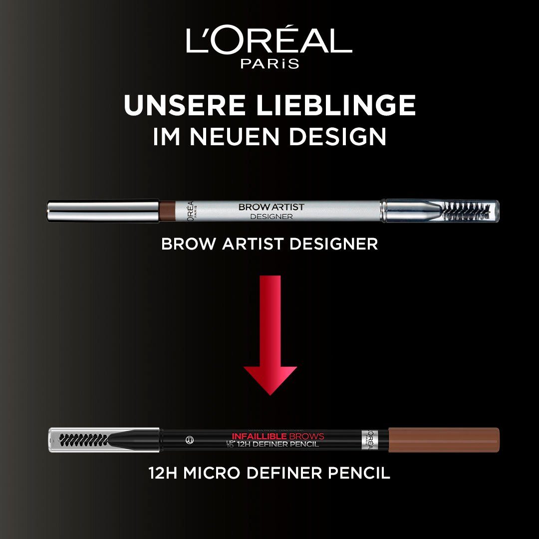 perfekt 303 Artist Designer, Wimpern PARIS Browlliner Augenbrauen-Stift Brunette für Dark Brow L'ORÉAL geformte Nr.