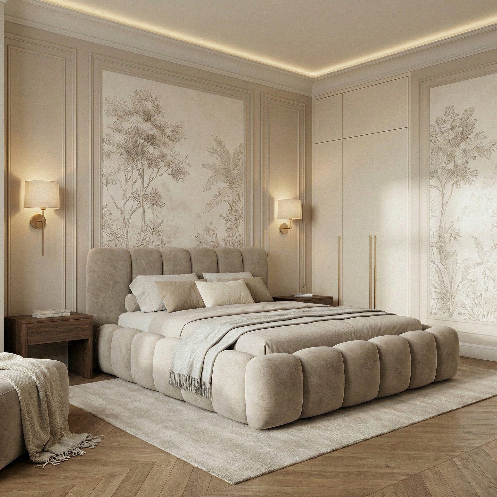 yourhouse24 Polsterbett DALLAS Slim Bubble-Design aus Samt, inkl. Bettkasten, Platzsparendes Chunky-Bett aus weichem Velours mit HDF-Boden – Bild 2 von 5