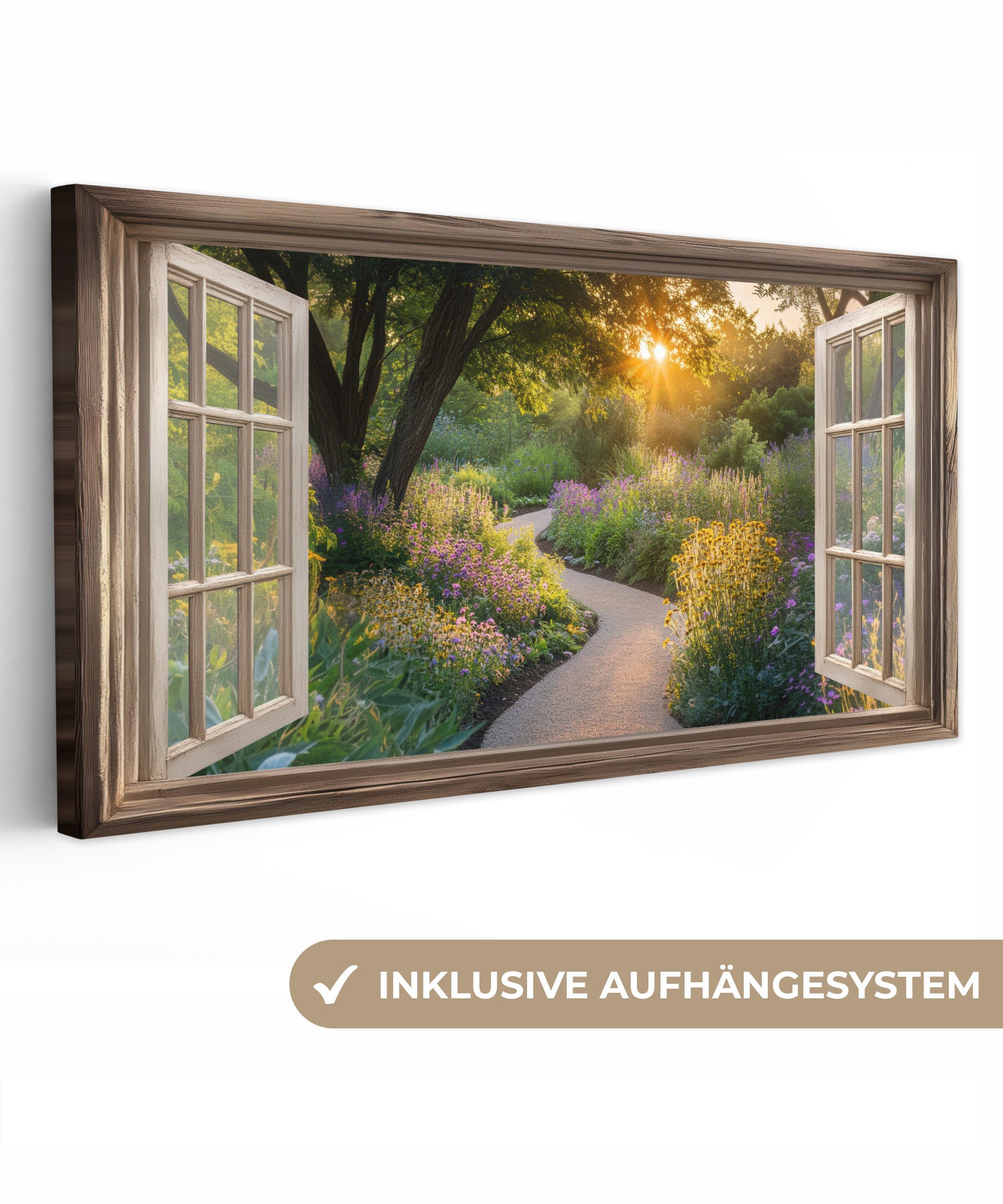 OneMillionCanvasses® Leinwandbild Panorama Aussicht - Blumen günstig online kaufen
