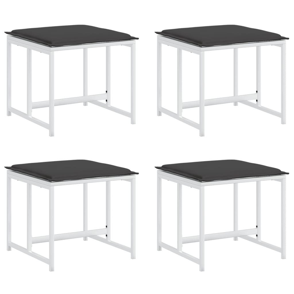vidaXL Hocker Gartenhocker mit Kissen 4 Stk. Weiß Stahl und Textilene (1 St)