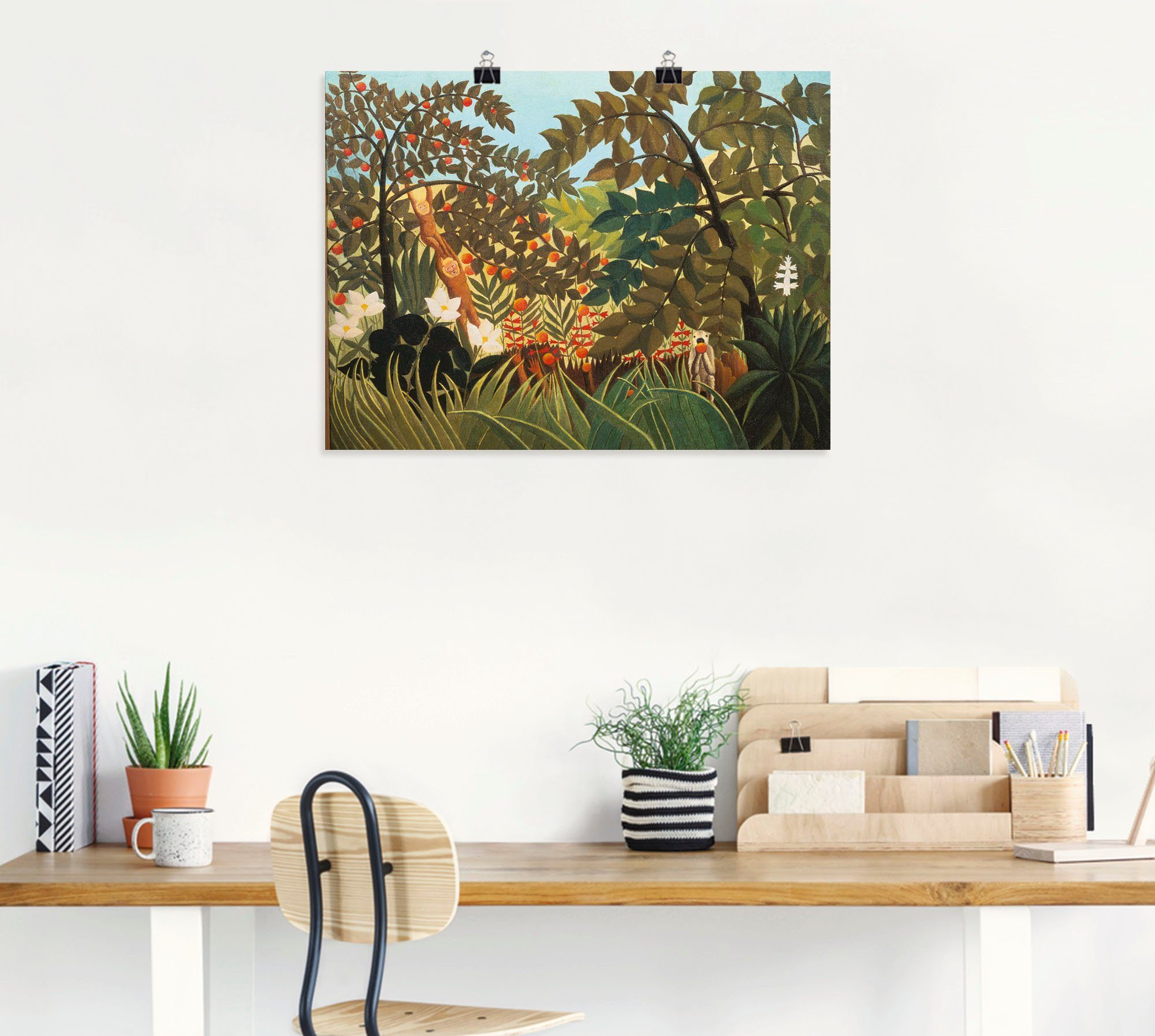 Artland (1 Poster Leinwandbild, oder Pflanzen Affen, Wandaufkleber Exotische Alubild, mit in Landschaft versch. Wandbild Größen als St),