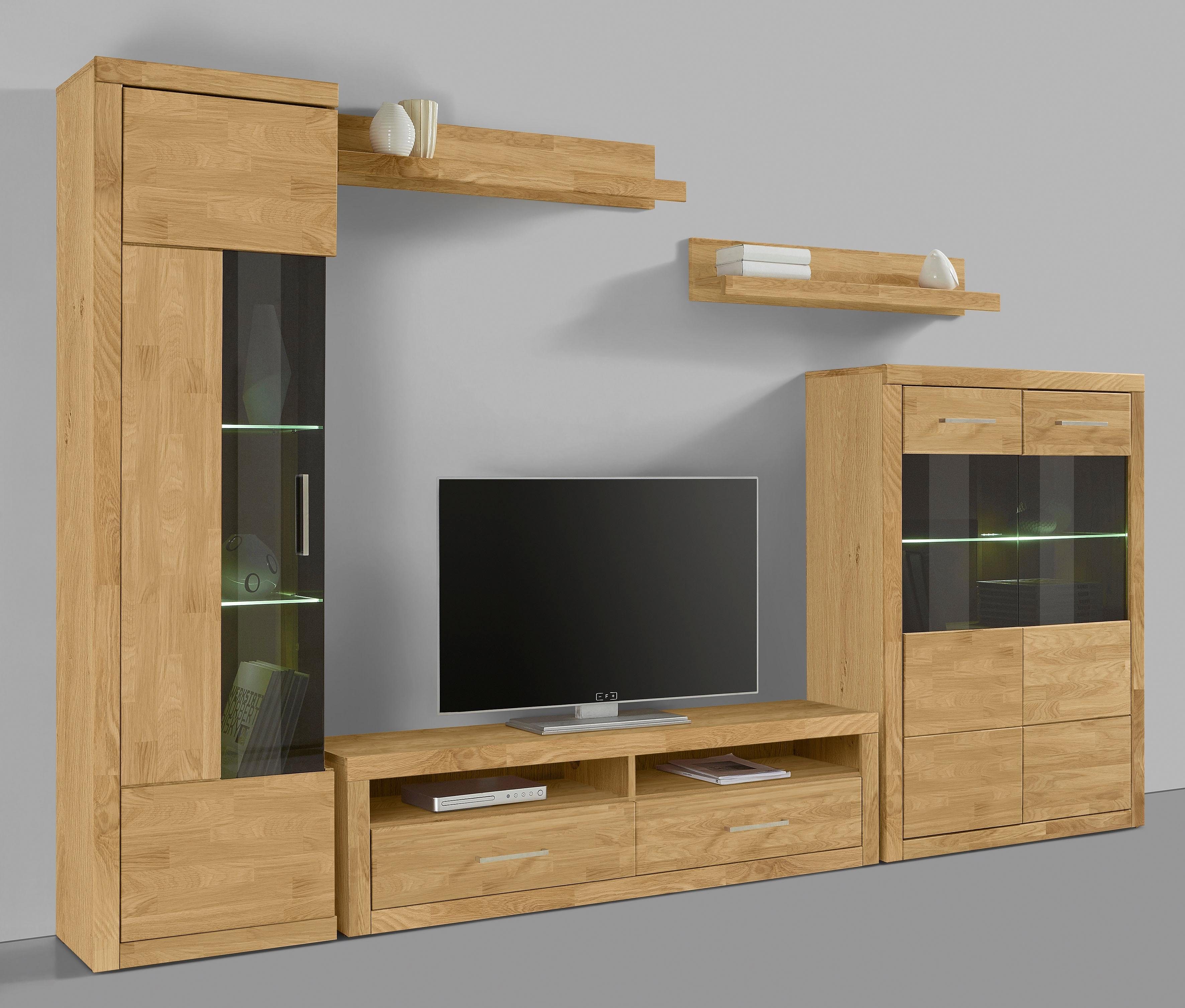 Home affaire Wohnwand "Ribe Wohnwand Set-5 St." Set, 5 Stk. tlg. Glaseinsat günstig online kaufen