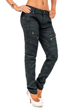 Cipo & Baxx Slim-fit-Jeans Moderne Hose BA-WD501 Camouflage Muster mit Aufgesetzten Reißverschlüssen