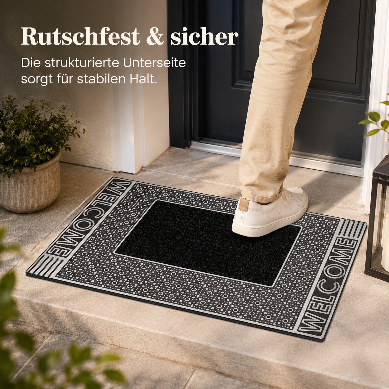 Luckice Fußmatte Robuste Kokosmatte für Eingangsbereich innen & außen,Türmatte, Wetterfest Türmatte für Eingangsbereich,Haustür,Garage,waschbar