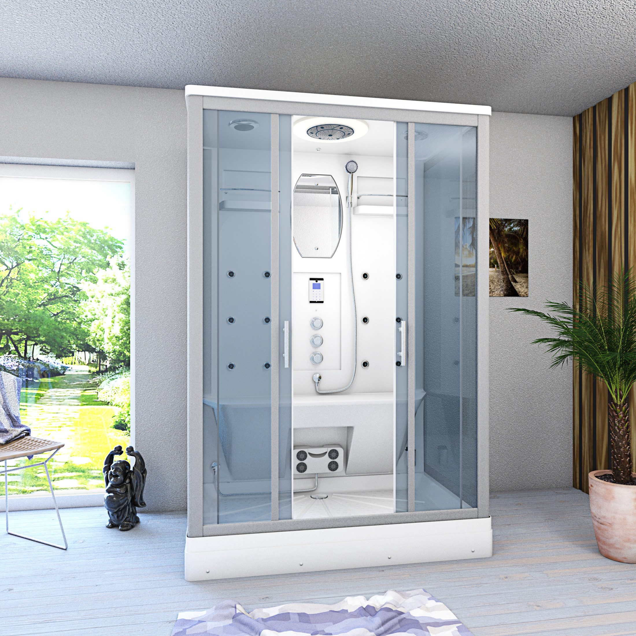 AcquaVapore Dampfdusche AcquaVapore Dampfdusche Sauna Dusche Duschkabine D27-TH-ALL 140x90cm, Sicherheitsglas ESG, Höhenverstellbar, Mit Bauanleitung, Mit Beleu – Bild 3 von 5