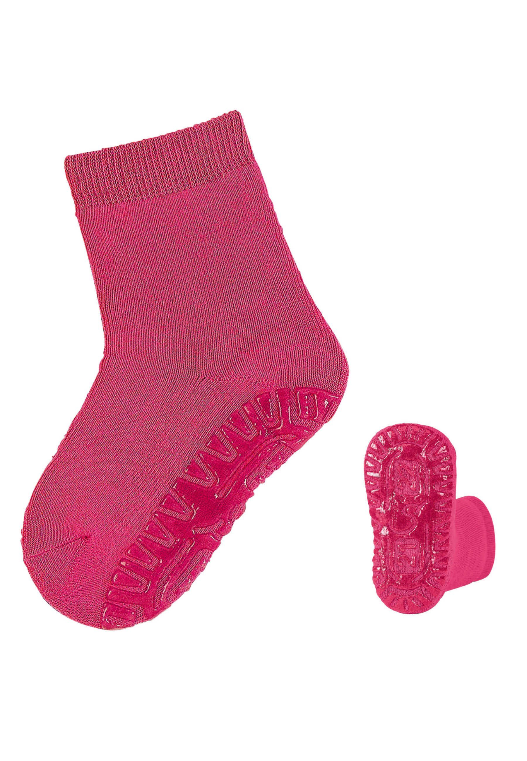 Vollplüsch süßen mit Sohlenbereich, uni ABS-Socken mit SOFT Fli (Fliesensocken Motiven) Anti-Rutsch-Sohle im und ABS- Fli Söckchen Rutschsocken Sterntaler® pink