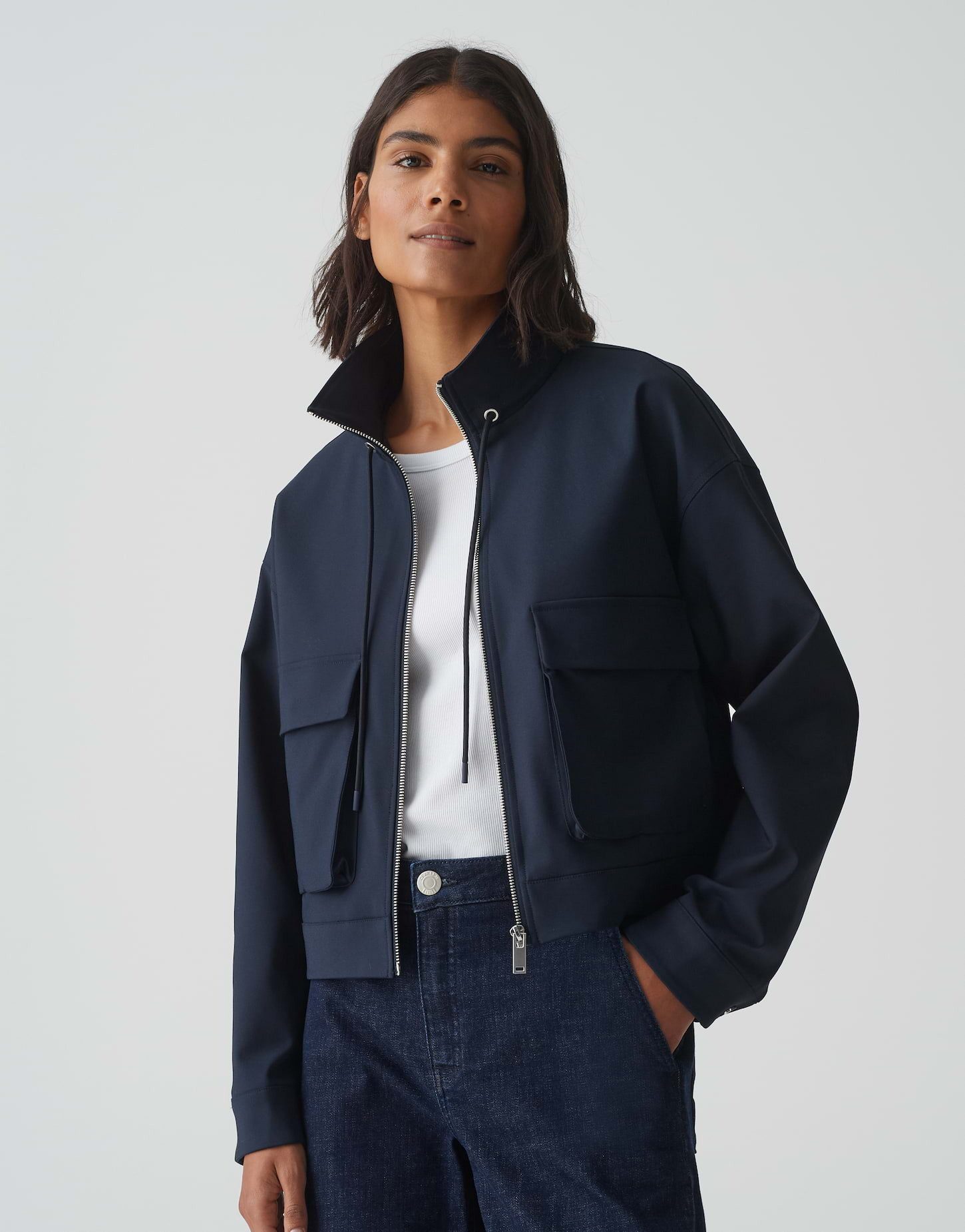 Kurzjacke Kurzjacke HALVA Boxy Fit aus Baumwoll Mix