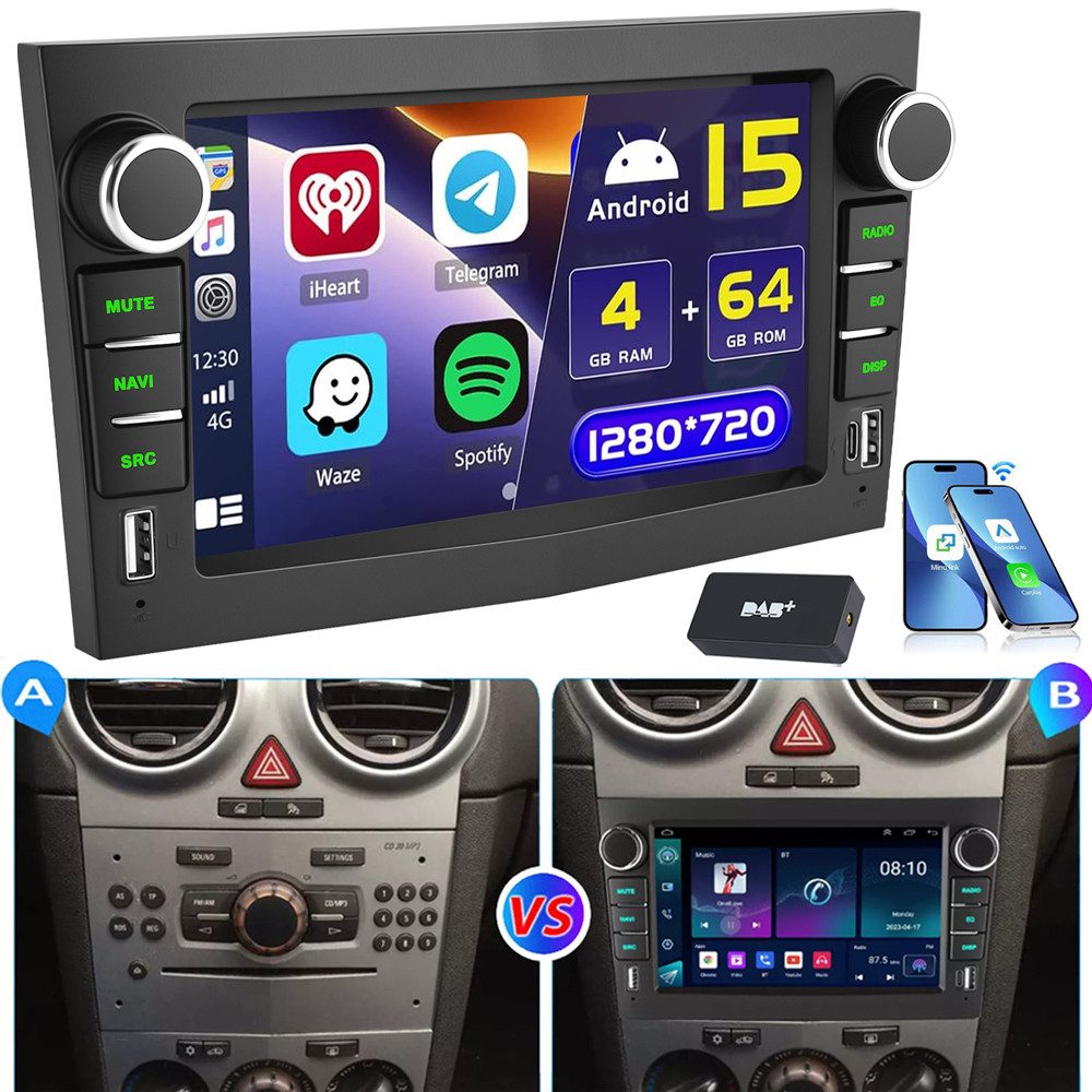 ESSGOO Android 15 Für Opel Zafira B Corsa C D Astra H Vivaro Vectra Autoradio (RDS, Digitalradio (DAB), FM)