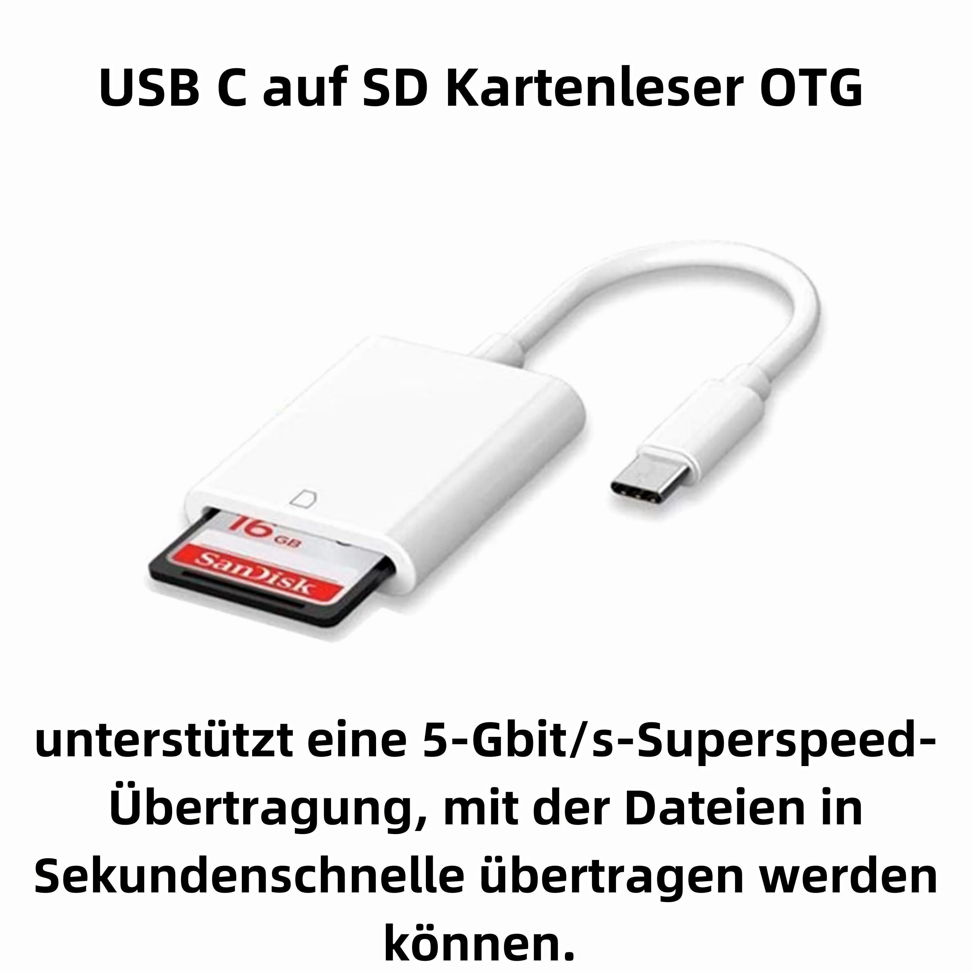 Bolwins D65 USB-C auf SD Kartenleser Speicherkarte OTG Kartenlesegerät Kabel Computer-Adapter USB-C Stecker zu SD-Kartensteckplatz, 10 cm, Plug & Play SD-Kartenleser Kompakte Bauform