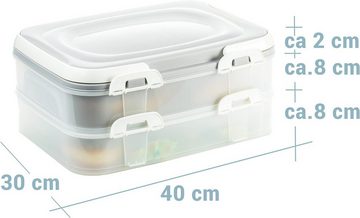 2friends Kuchentransportbox Cupcake/Muffin Transportbox Kuchenbehälter mit praktischem Hebeeinsatz, Kunststoff, (40x30x18cm Grau), Clickverschlüssen & Tragegriffen, 2 Etagen Partycontainer
