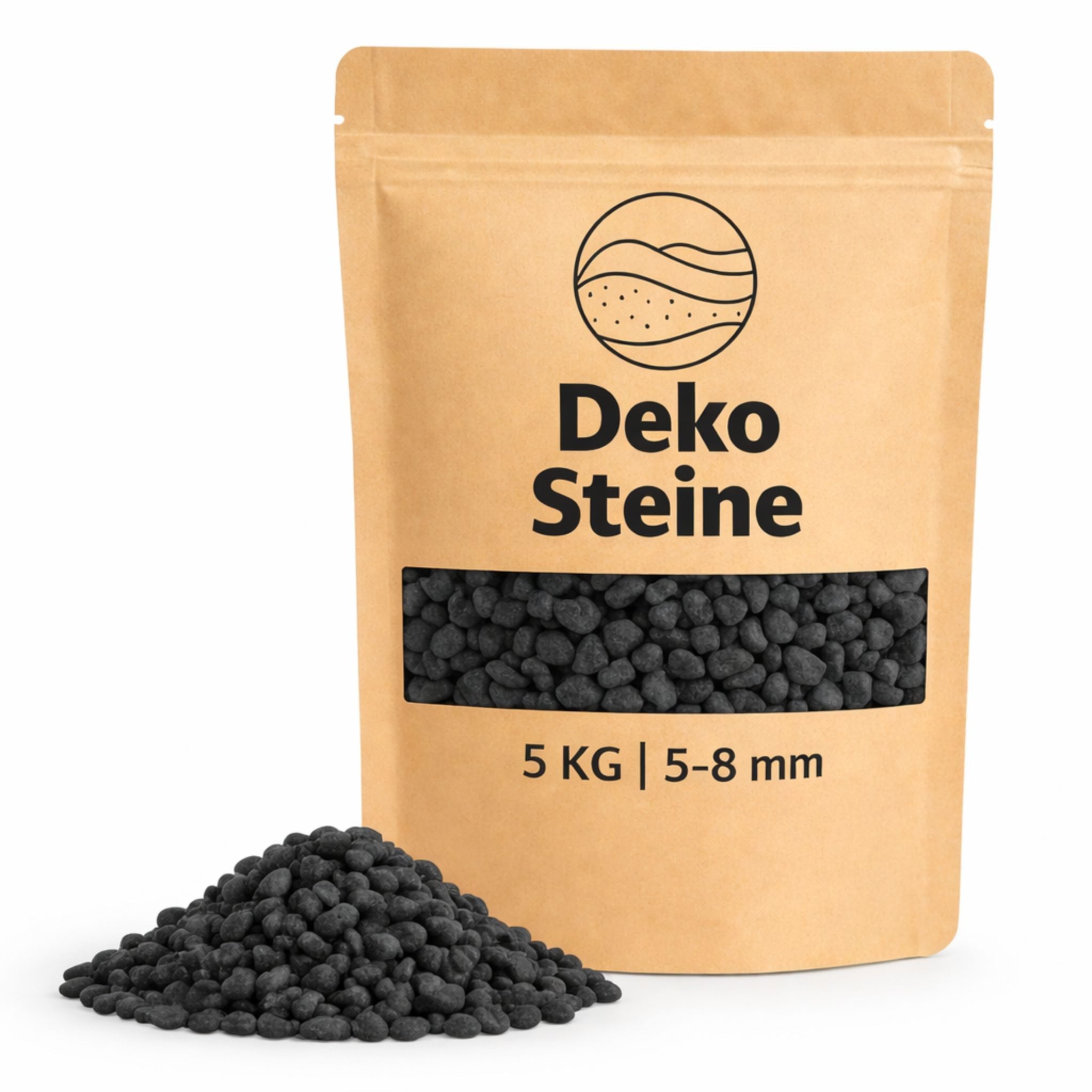 matches21 HOME & HOBBY Dekosand Kleine Deko-Steine schwarz Ø 5-8 mm als Vasen Glas-Füllung Streudeko (1-St), Farbige Deko-Steine als bunte Tischdeko Hochzeitsdeko