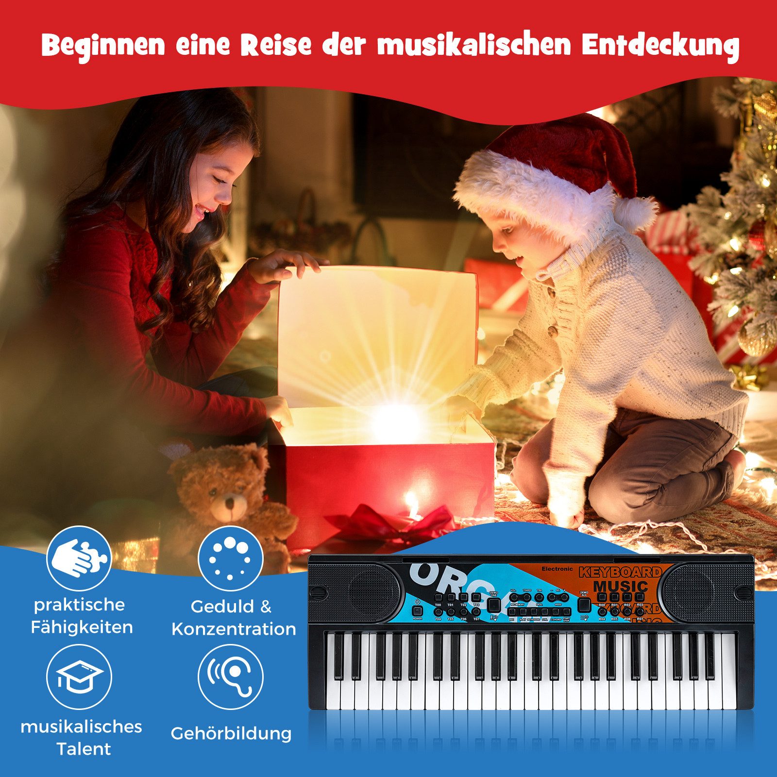 COSTWAY Home-Keyboard (1-St), Kinder Klavier Keyboard, Musikinstrument-Spielzeug, für Kinder