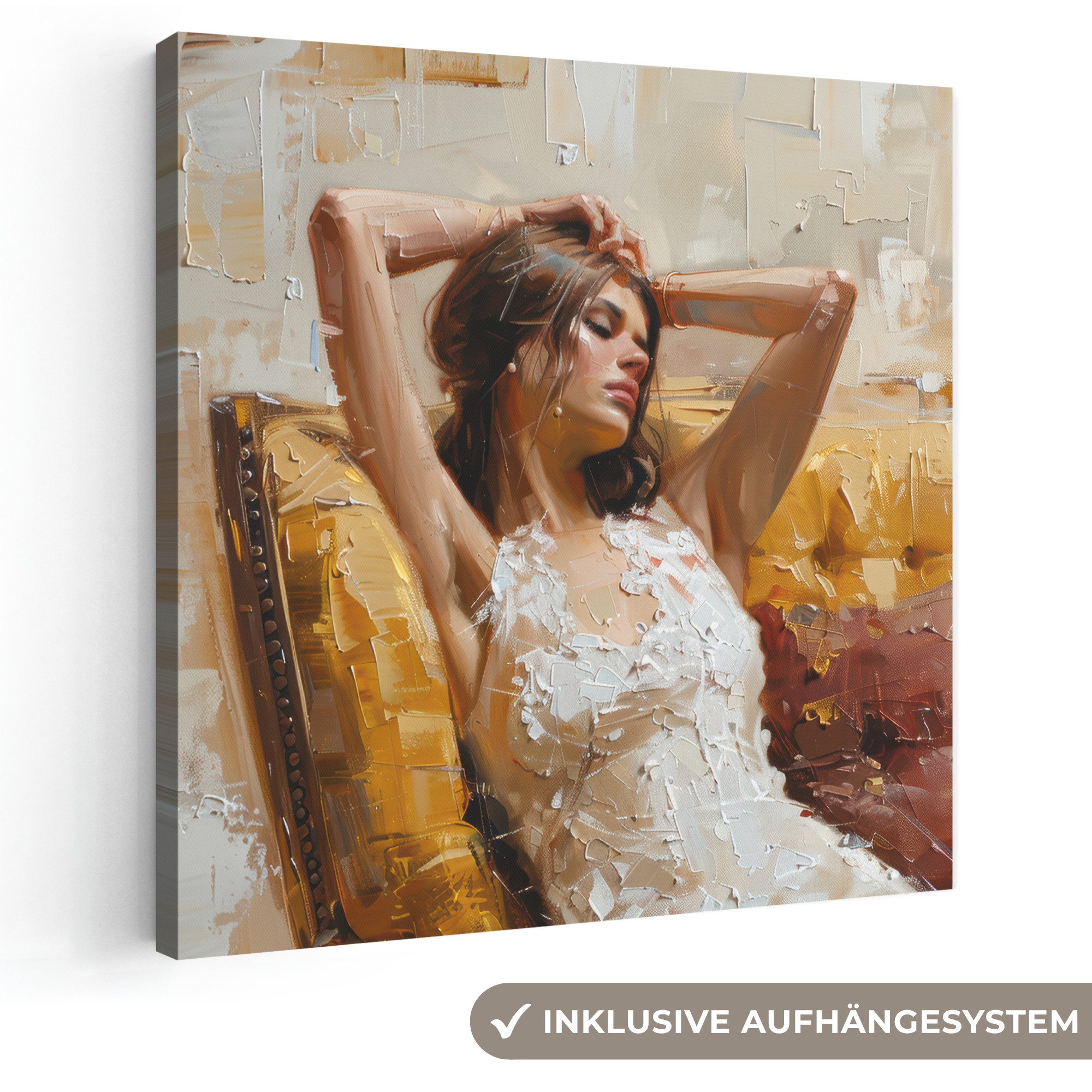 OneMillionCanvasses® Leinwandbild Frau - Kunst - Abstrakt - Modern, Fotodruck (1 St), Wandbild, Deko Schlafzimmer Wohnzimmer Flur 20x20 cm