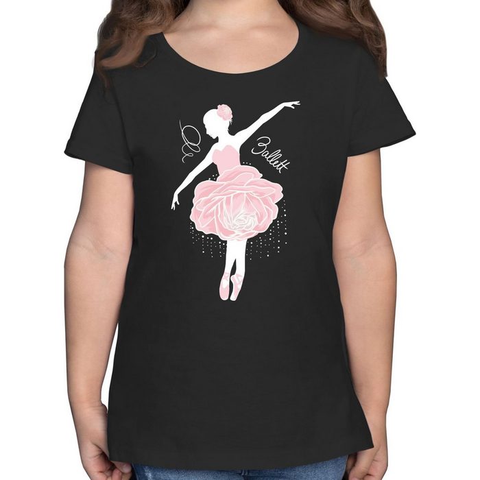 Shirtracer T-Shirt Ballerina - weiß/rosa - Kinder Sport Kleidung - Mädchen Kinder T-Shirt Sportkleidung Zubehör