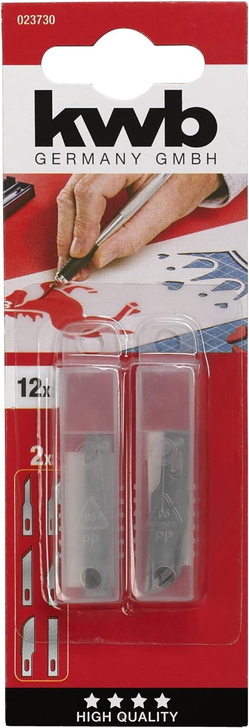 kwb Cuttermesser 12 Bastelmesserklingen in Dose, Ersatzklingen für Bastelmesser 23730 (12 Stück, für Artikel 14920