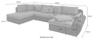 sit&more Wohnlandschaft Bandos U-Form, in 2 unterschiedlichen Größen, wahlweise mit Bettfunktion + Bettkasten