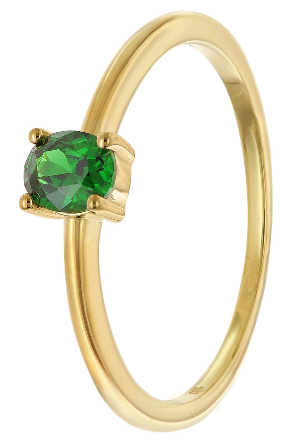 trendor Goldring Damen333 Gold (8k) Ovaler Zirkonia Grün