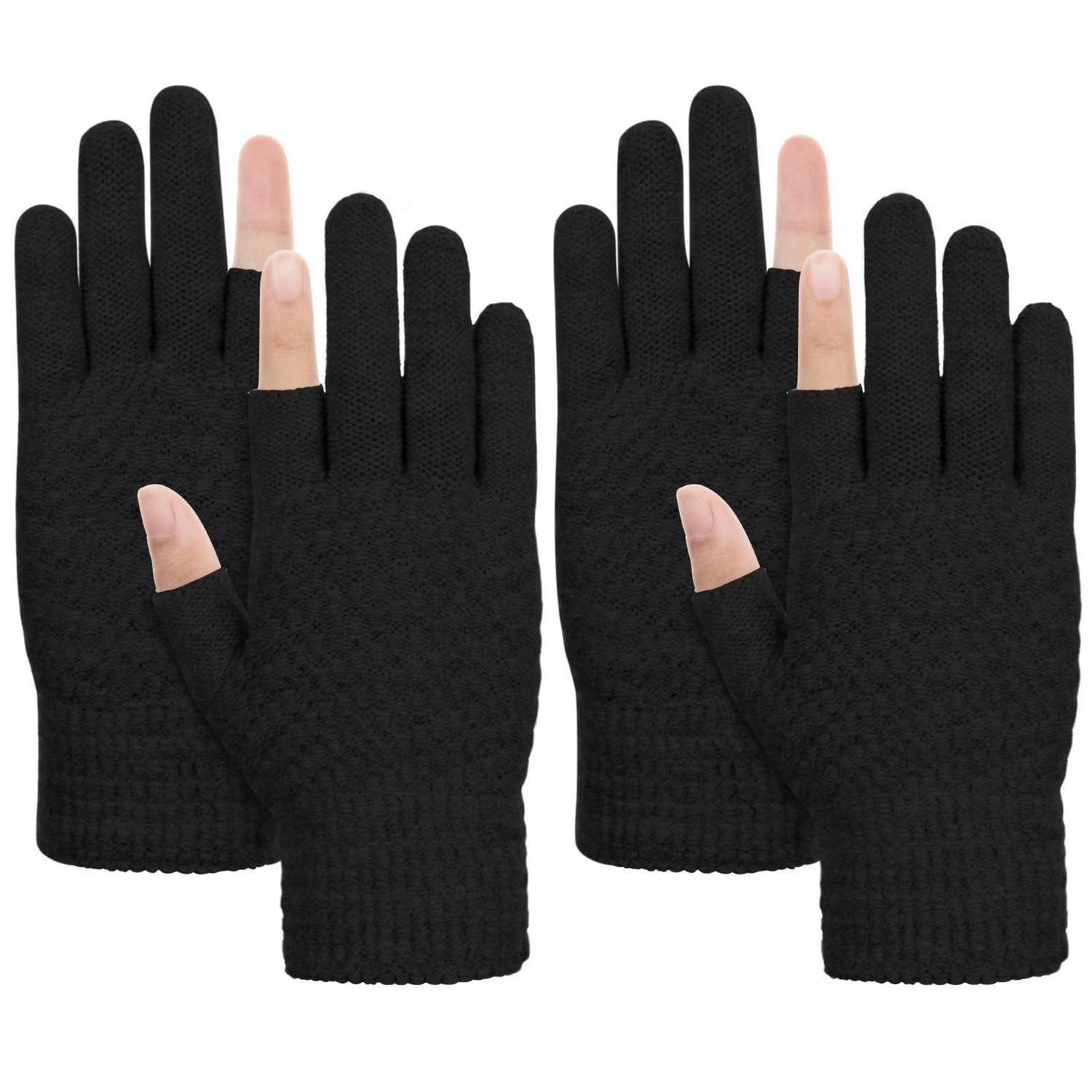 LuxusKollektion Laufhandschuhe Fingerlose Handschuhe Damen/Herren warm 2 Paar (2-St)