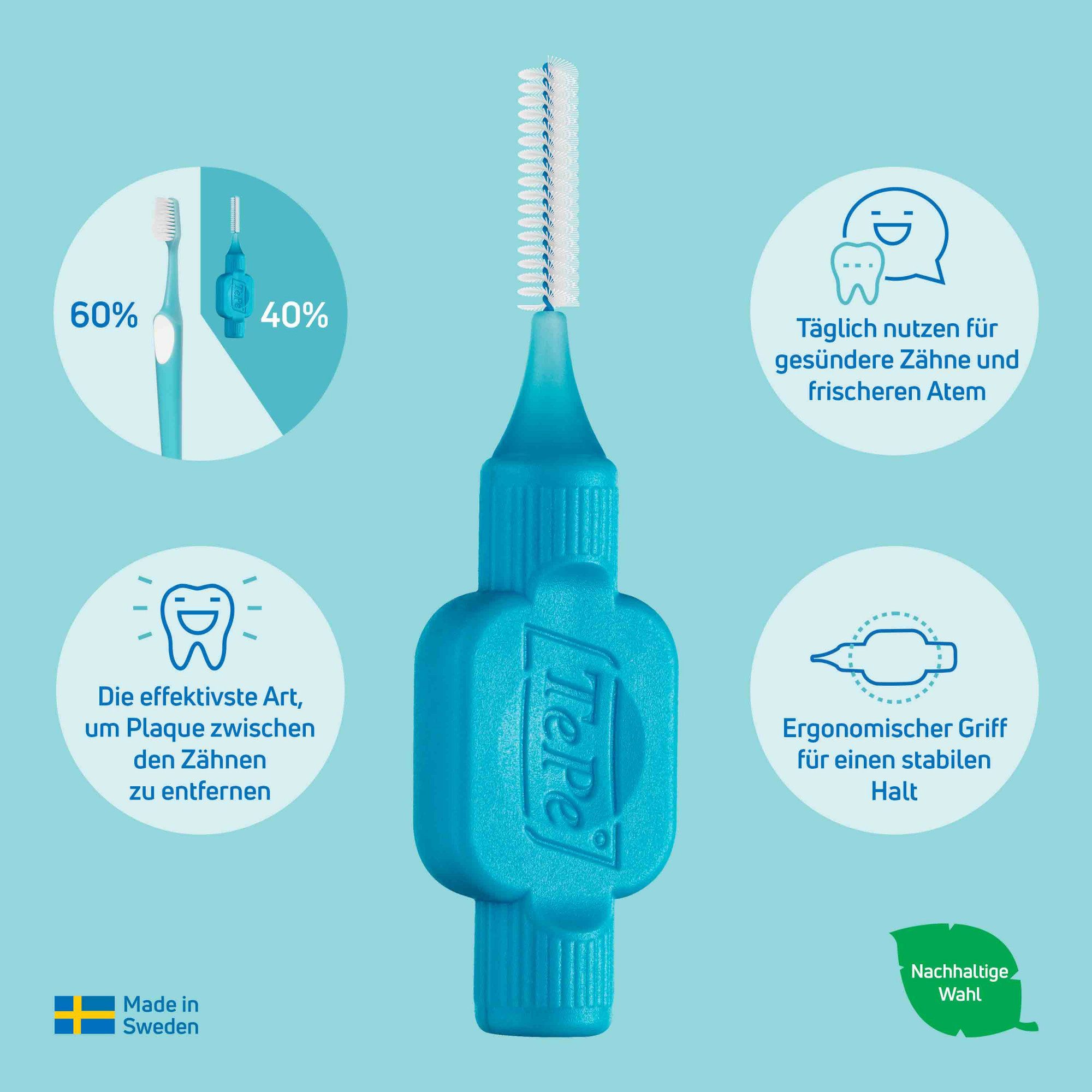 TePe Interdentalbürsten Original Zahnreinigungsstäbchen aus Schweden, Effiziente Zahnpflege, ISO-Größe 3, 20 Stk.