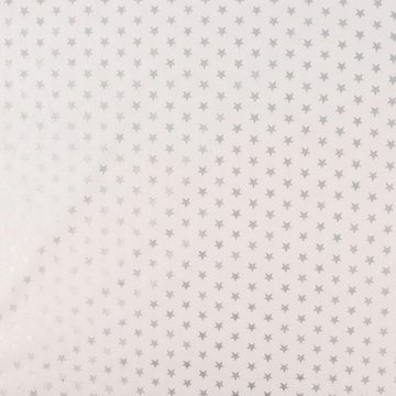 SCHÖNER LEBEN. Stoff Baumwollstoff Popeline Weihnachten große Sterne 9mm weiß silber 1,47m