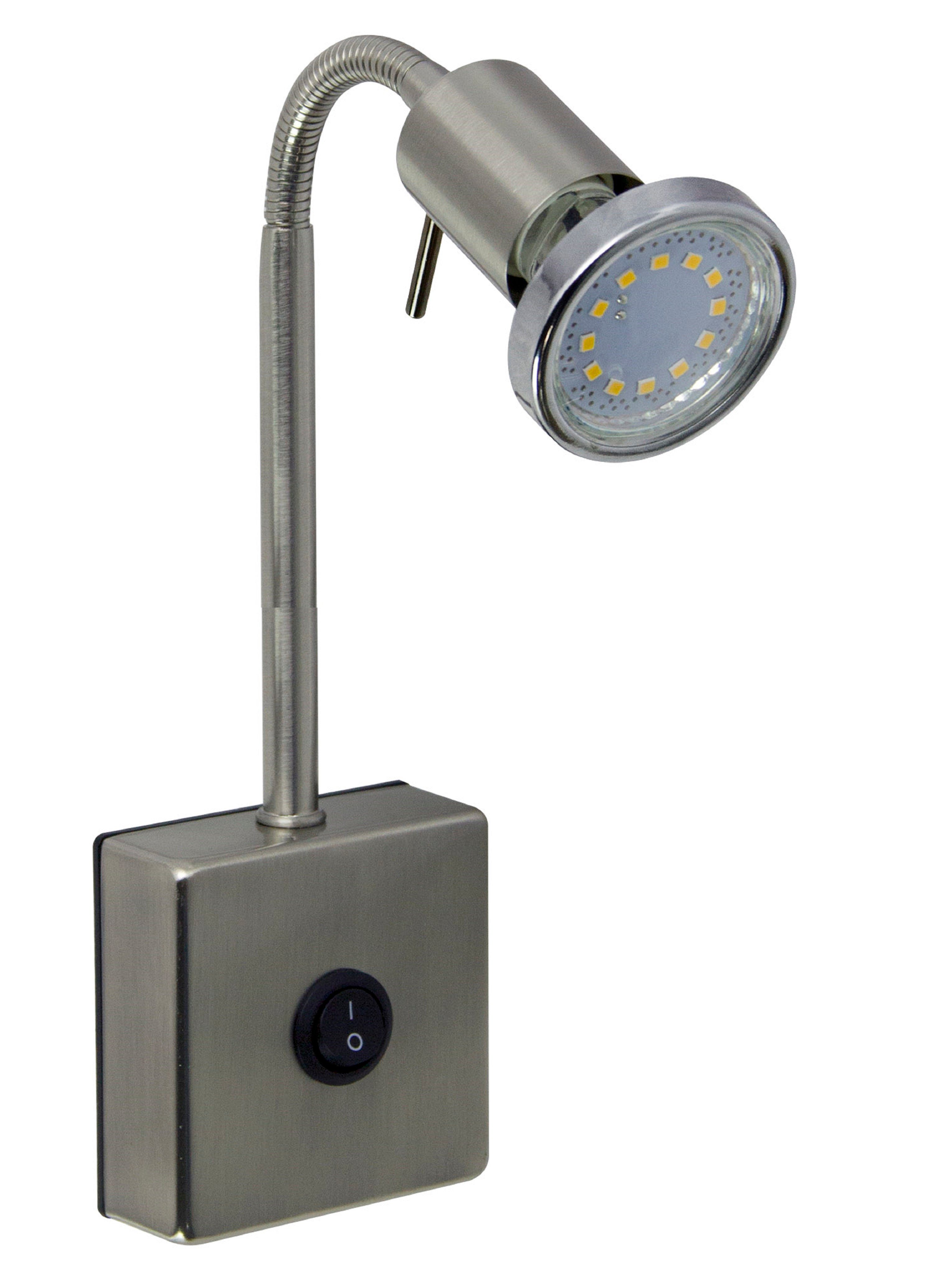 TRANGO LED Nachtlicht, 2607 LED Steckerleuchte *EVIE* Wandleuchte, Leselampe, Küchenlampe, Nachtlicht in Nickel matt inkl. 1x GU10 LED Leuchtmittel 3000K warmweiß, Wandlampe, Küchenlampe, Steckerlampe
