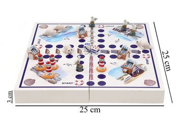 ELLUG Spiel, Würfelspiel Brettspiel Küstendesign maritim Leuchtturm Strandkorb 25*25*3cm, zusammenklappbar