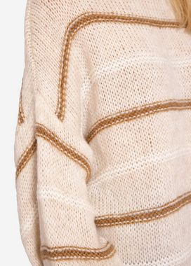 SASSYCLASSY Strickpullover Oversize Pullover Damen aus weichem Grobstrick Lässiger Strickpullover mit weitem Rundhalsausschnitt Made in Italy