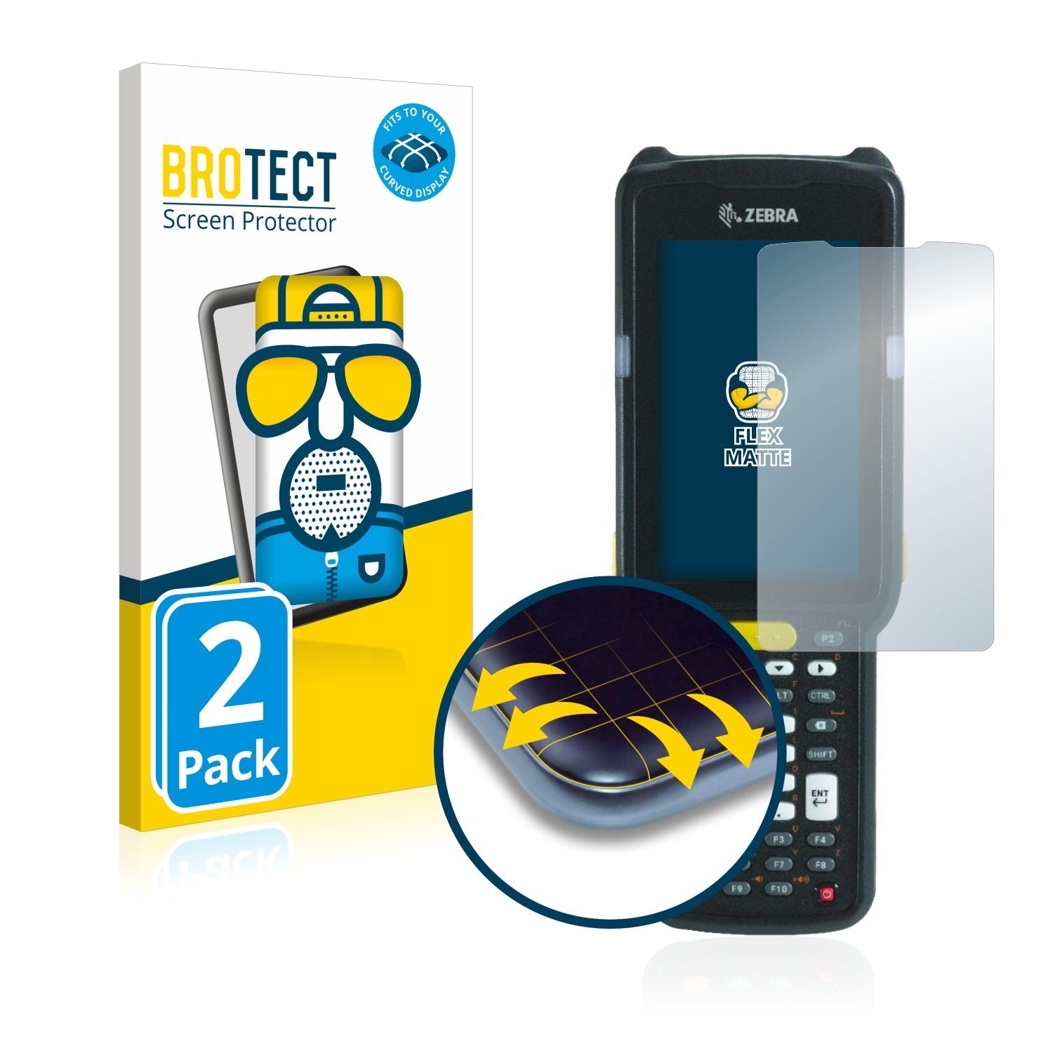 BROTECT Schutzfolie »für Zebra MC3300«, (2 Stück), FullCover 3D Curved