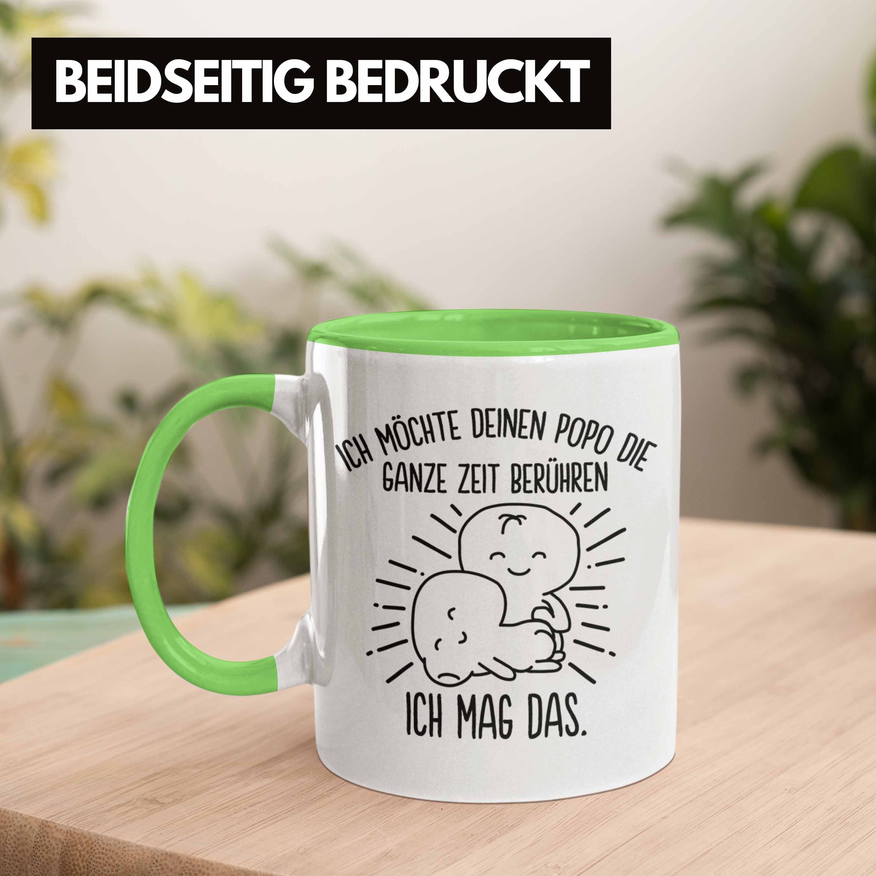 Freundin Lustig Kaffeetasse Tasse Geschenk Trendation Liebe - Spruch Trendation Mann Paare Popo für Tasse Grün Anfassen Valentinstagidee