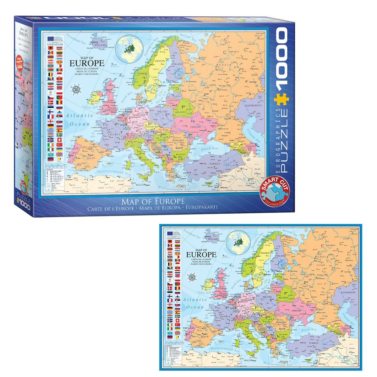 EUROGRAPHICS Puzzle Puzzle Karte von Europa 1000 Teile, Puzzleteile