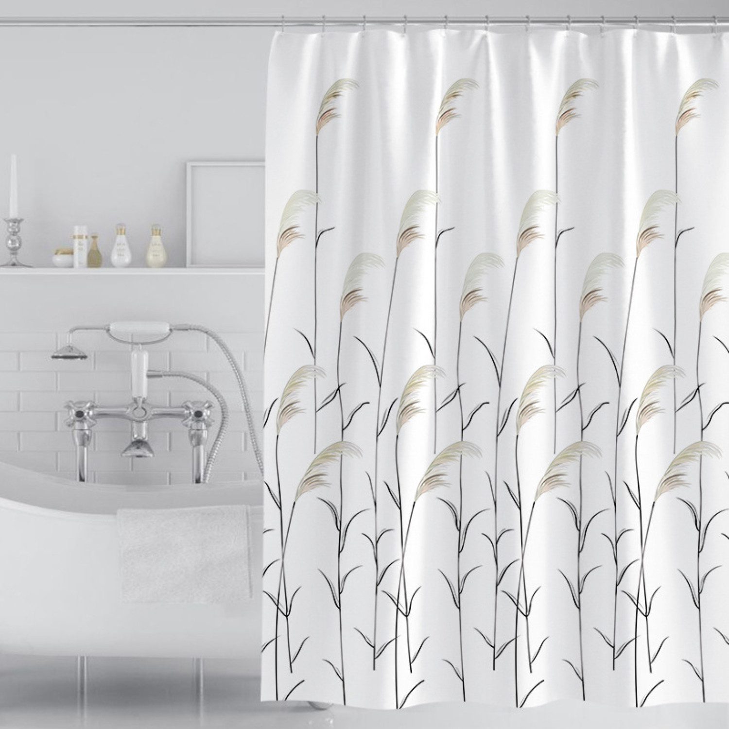 BYSURE Duschvorhang Breite 180 cm (1-tlg), Blumen Badezimmer Deko aus Stoff günstig online kaufen