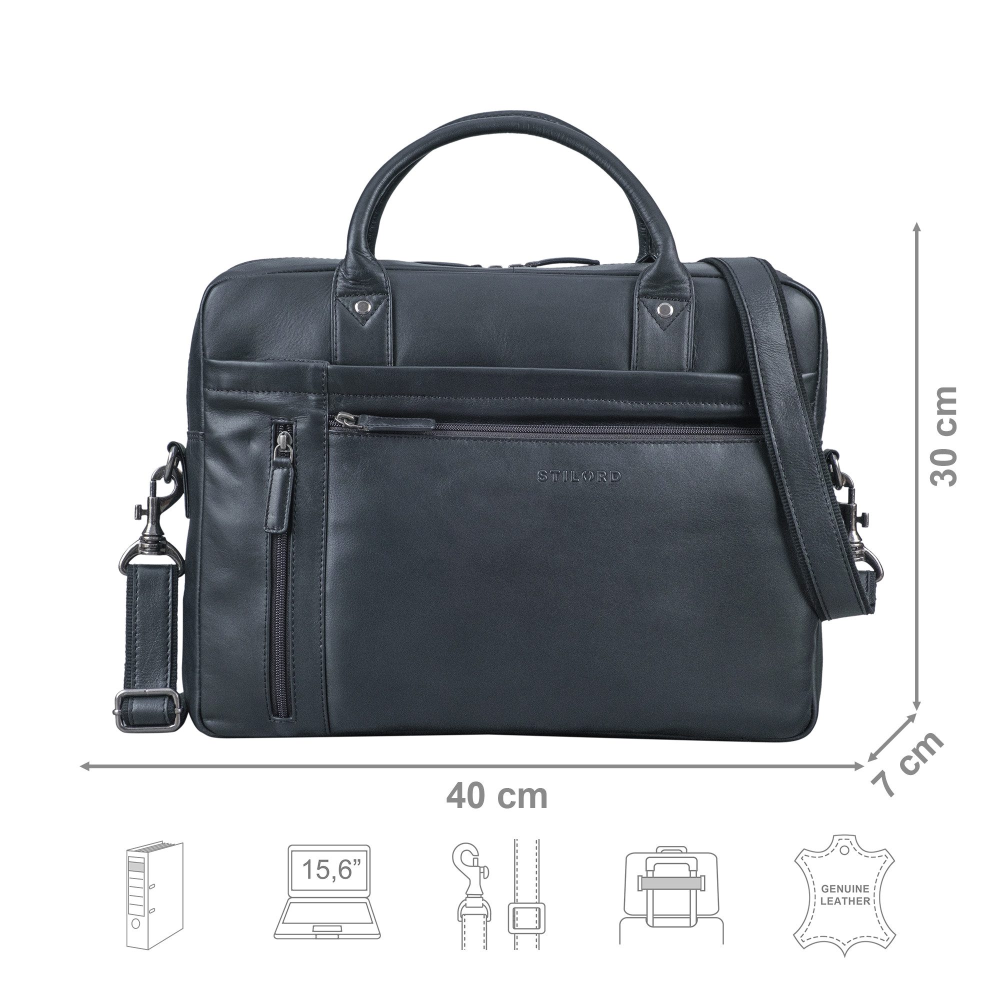STILORD Laptoptasche "Jared" Einzigartige Leder Laptoptasche 15,6 Zoll